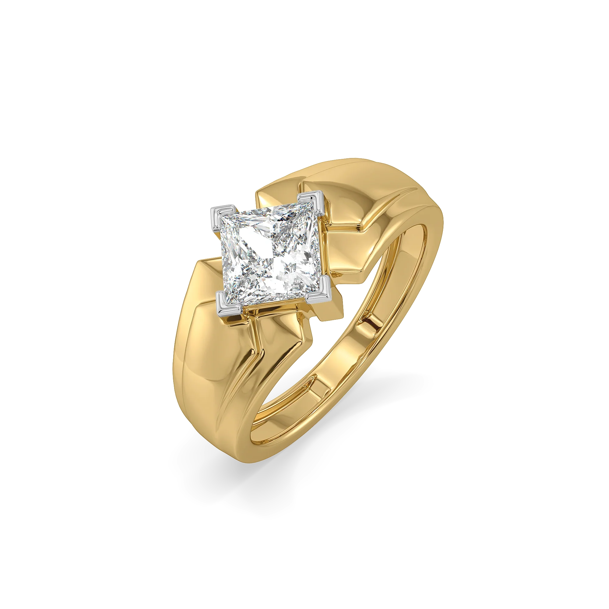 Sharp Square – Pure Gold Lab-Grown Diamond Men's Ring