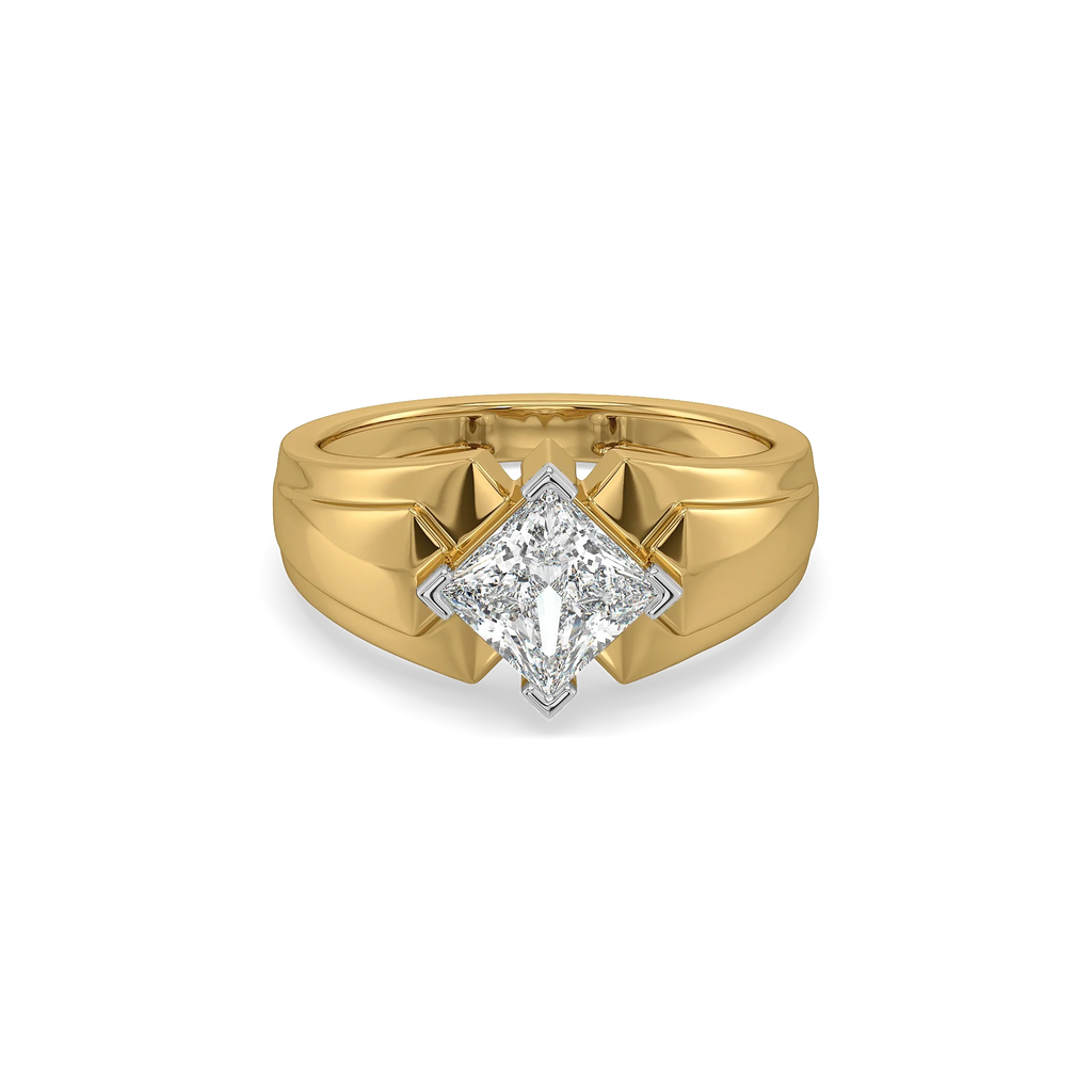 Sharp Square – Pure Gold Lab-Grown Diamond Men's Ring