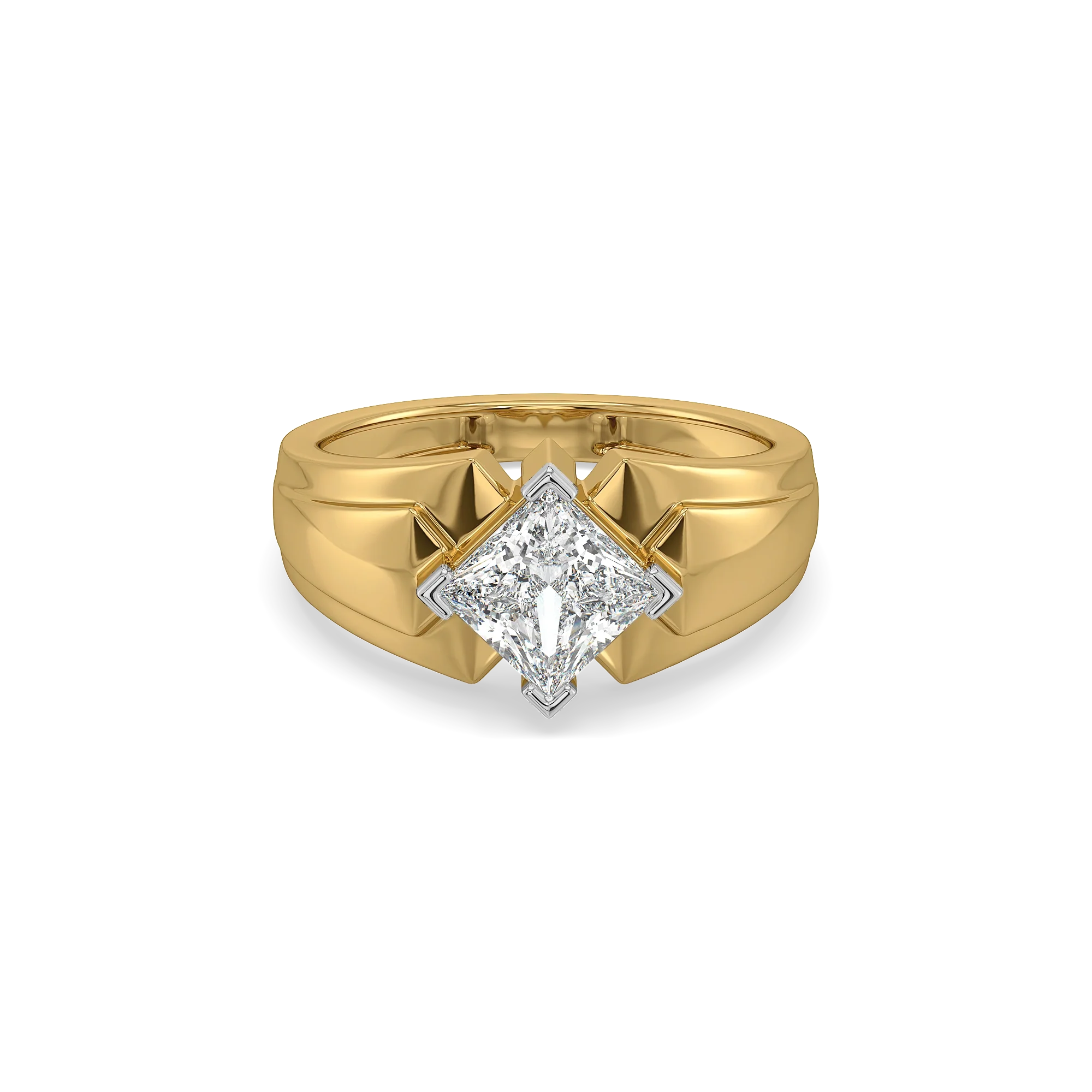 Sharp Square – Pure Gold Lab-Grown Diamond Men's Ring
