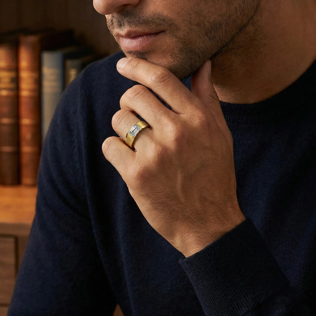 Deep Matte – Pure Gold Lab-Grown Diamond Men's Ring