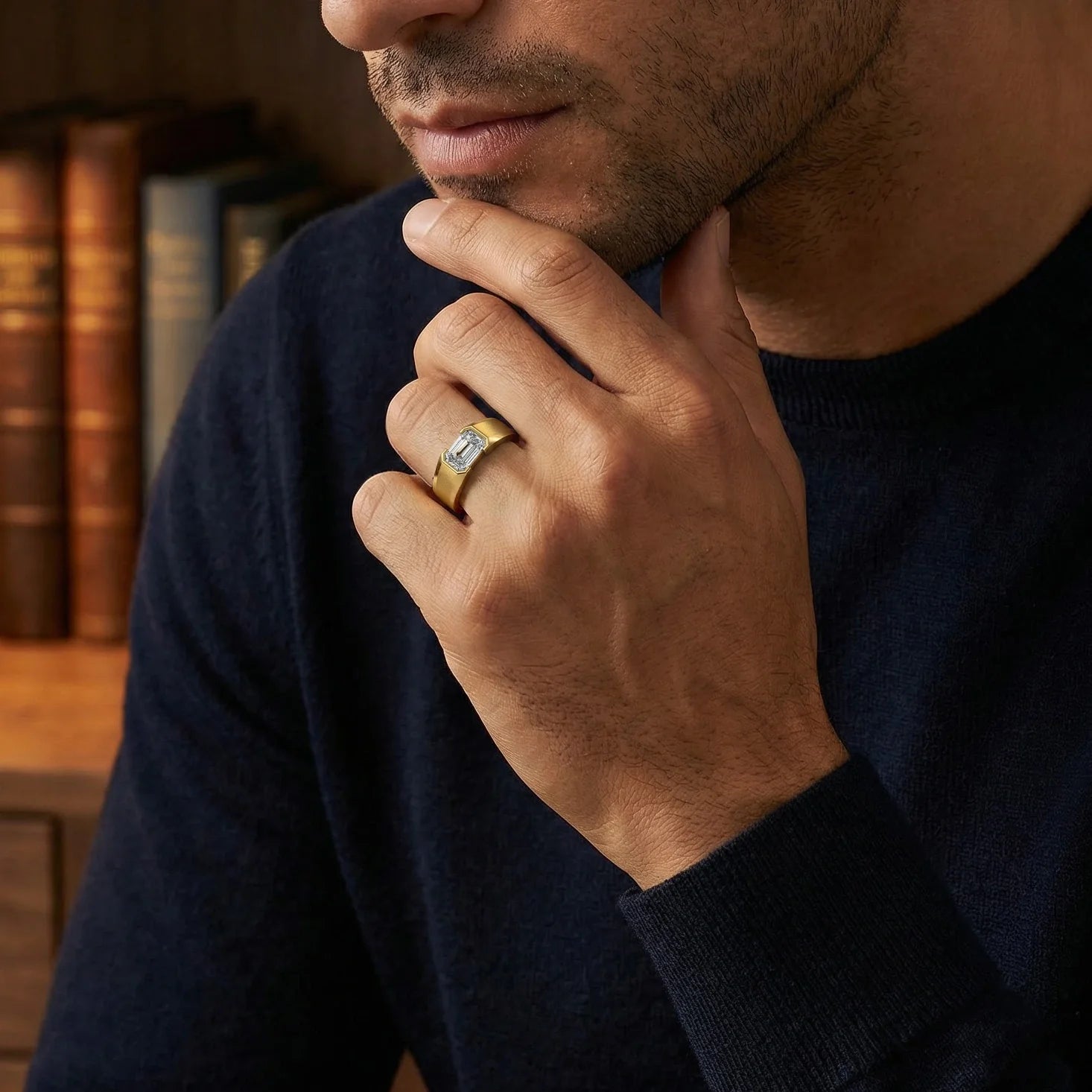 Deep Matte – Pure Gold Lab-Grown Diamond Men's Ring