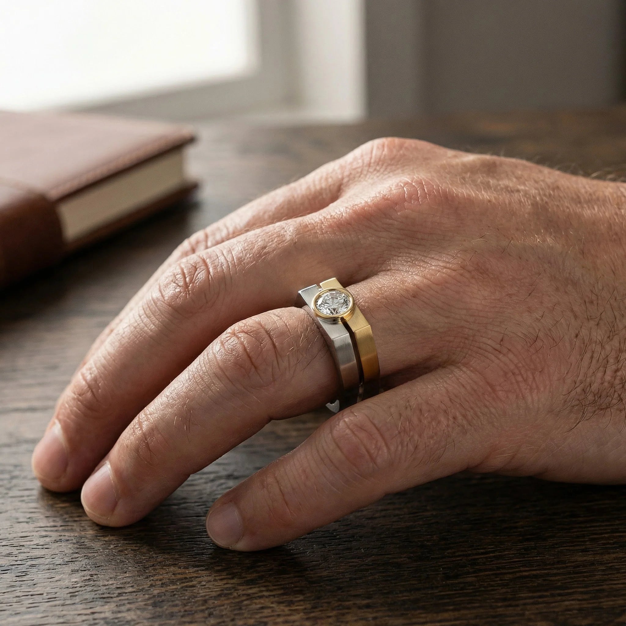 Urban Contrast – Pure Gold Lab-Grown Diamond Men's Ring Secondary image