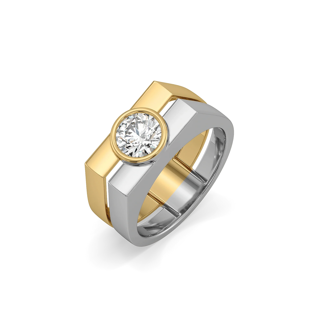 Urban Contrast – Pure Gold Lab-Grown Diamond Men's Ring