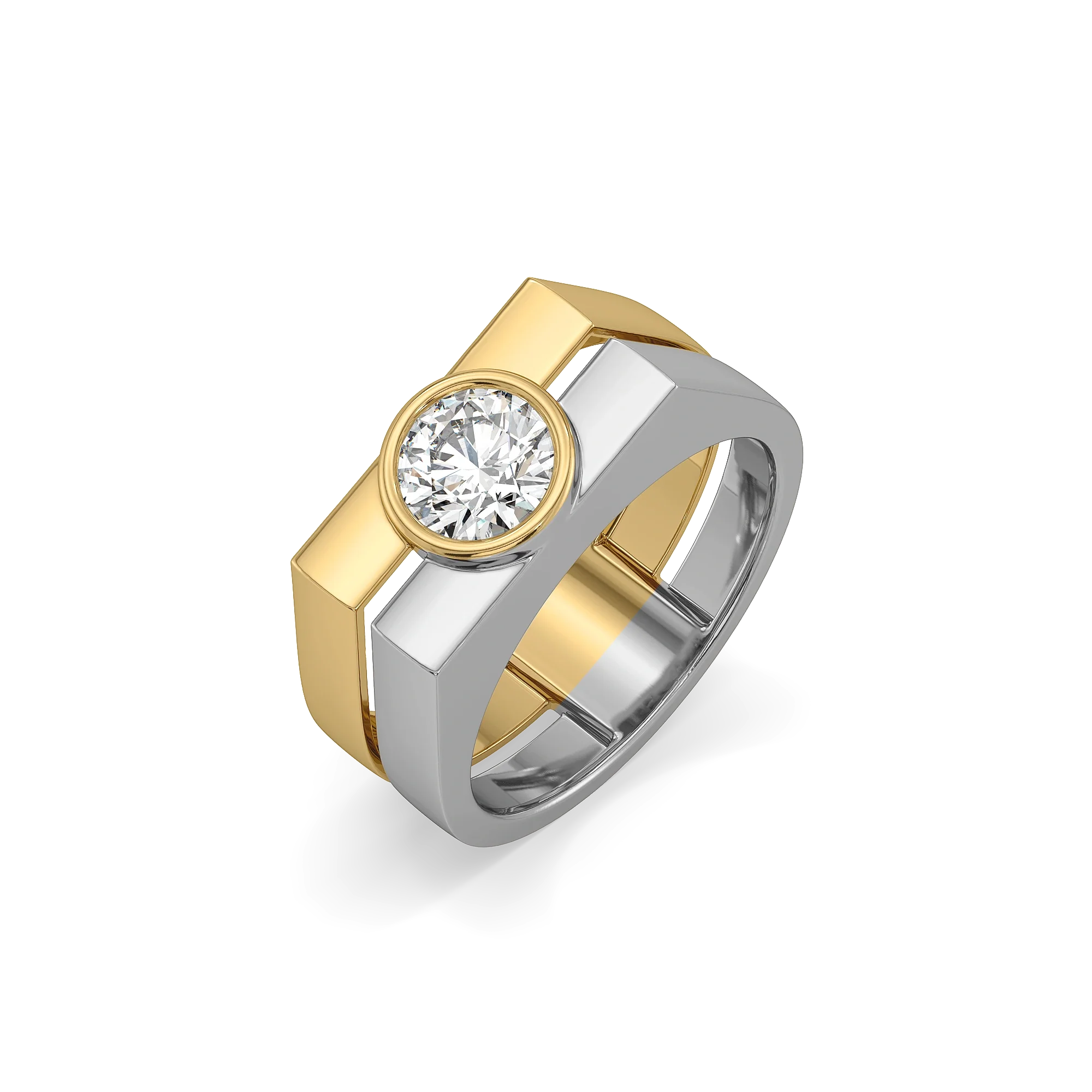 Urban Contrast – Pure Gold Lab-Grown Diamond Men's Ring Main image