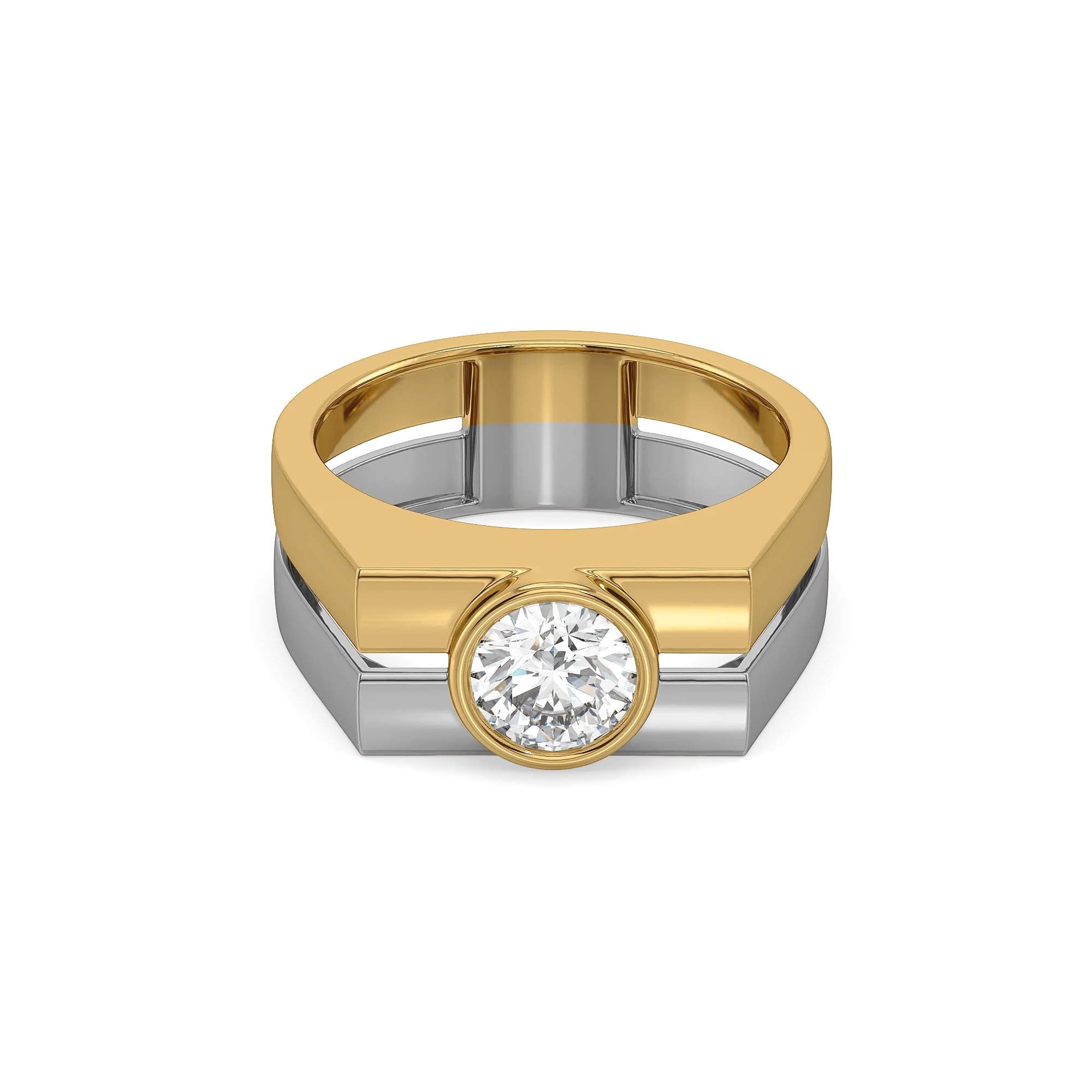 Urban Contrast – Pure Gold Lab-Grown Diamond Men's Ring