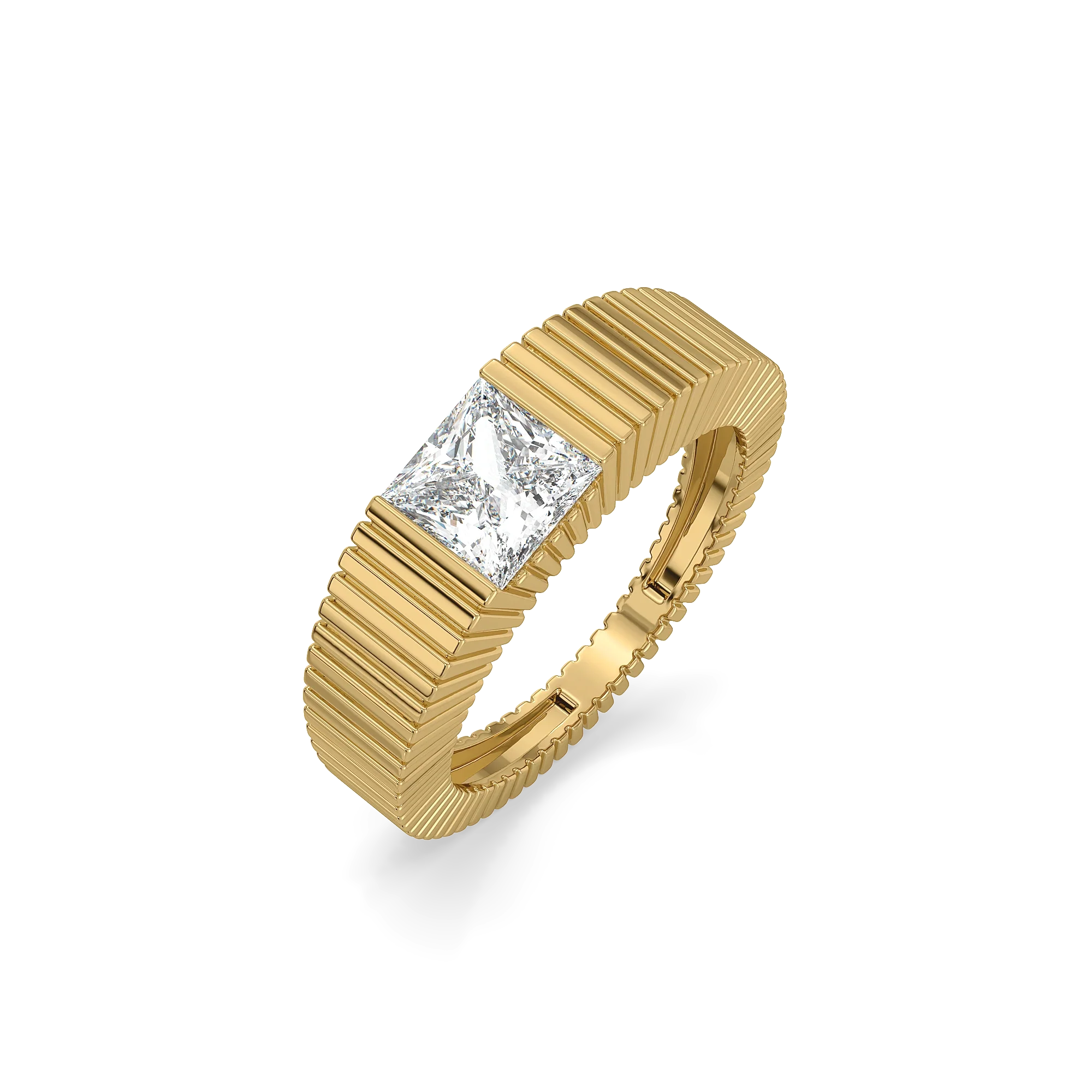 Gridline Gold – Pure Gold Lab-Grown Diamond Men's Ring Main image