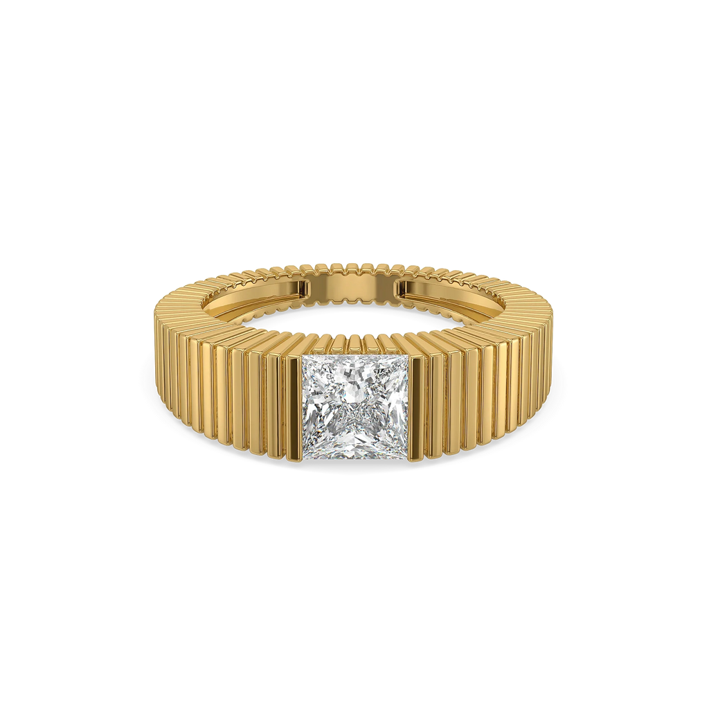 Gridline Gold – Pure Gold Lab-Grown Diamond Men's Ring