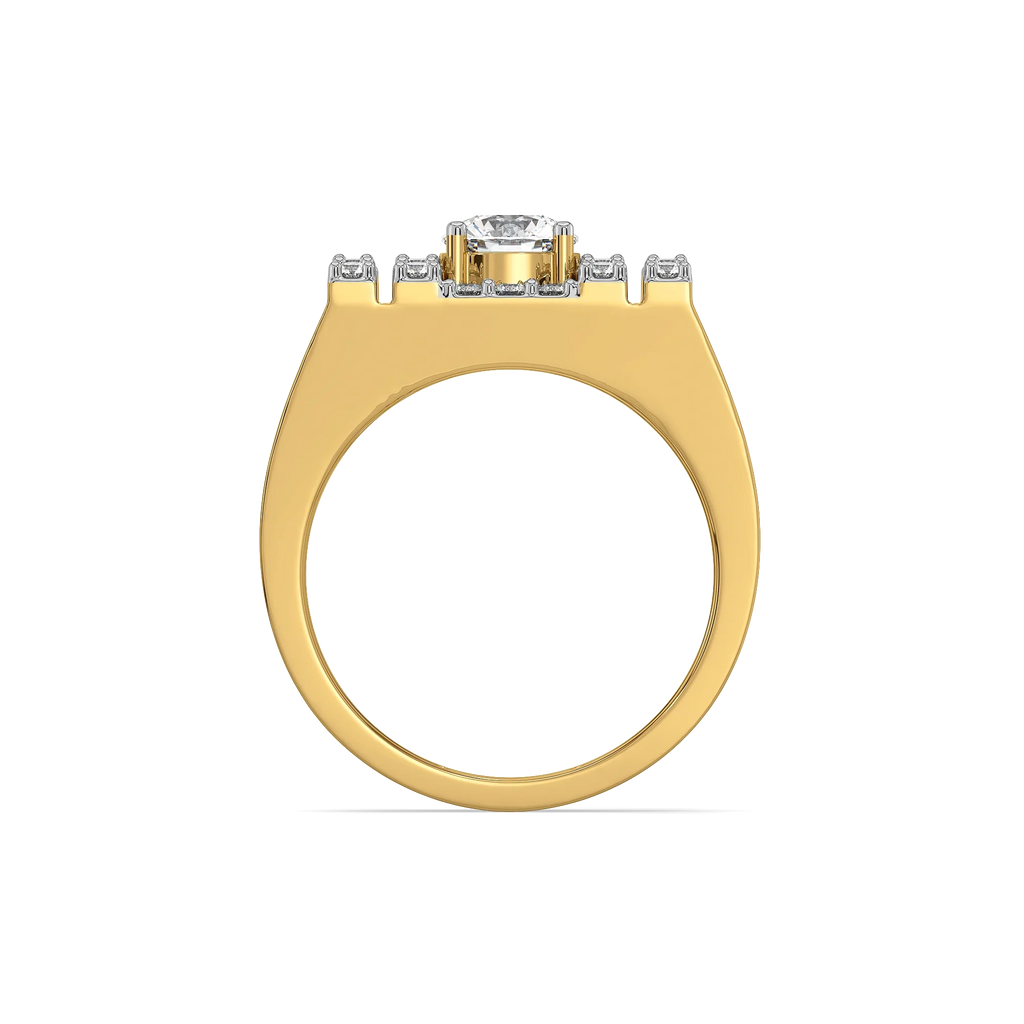 Square Radiance – Pure Gold Lab-Grown Diamond Men's Ring
