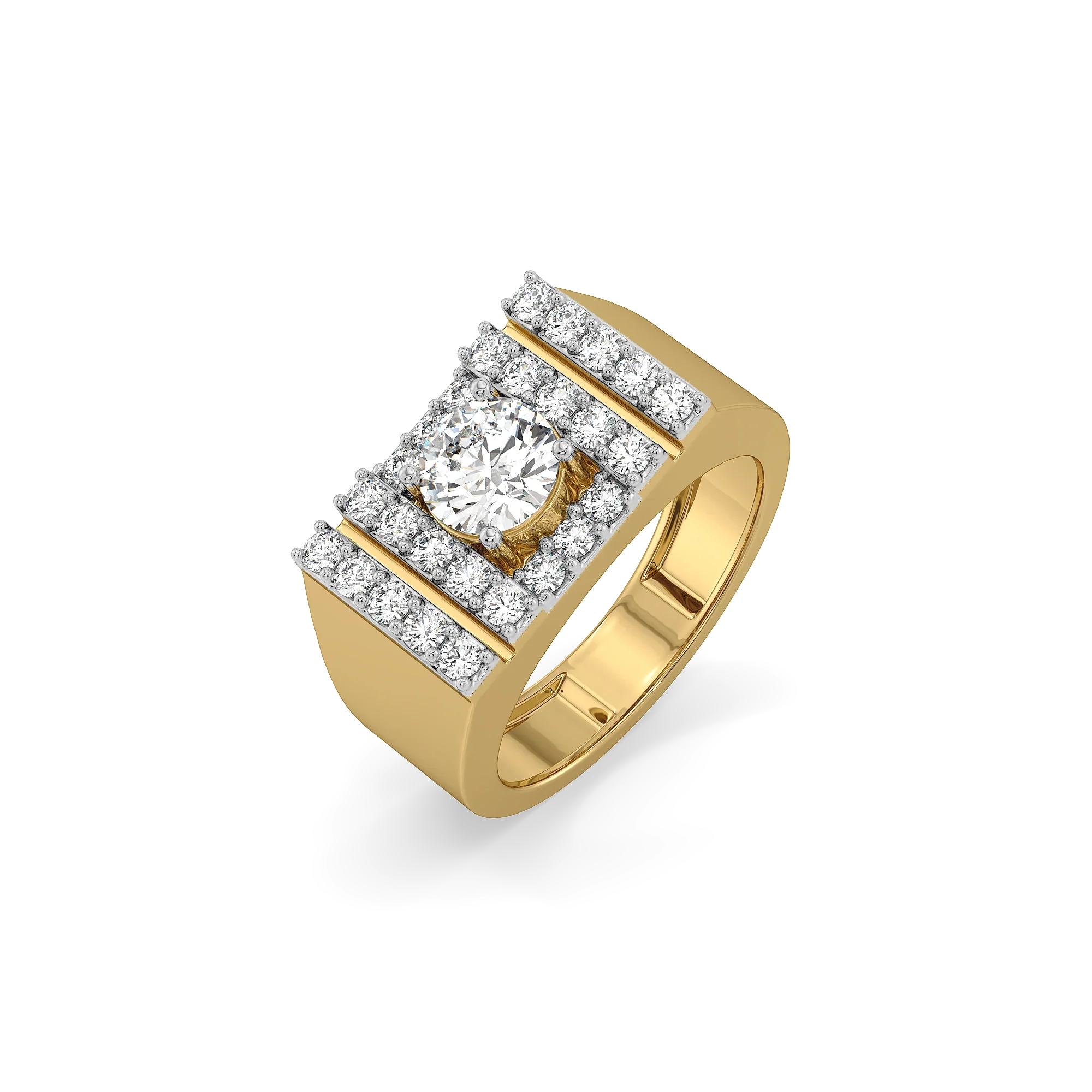 Square Radiance – Pure Gold Lab-Grown Diamond Men's Ring Main image