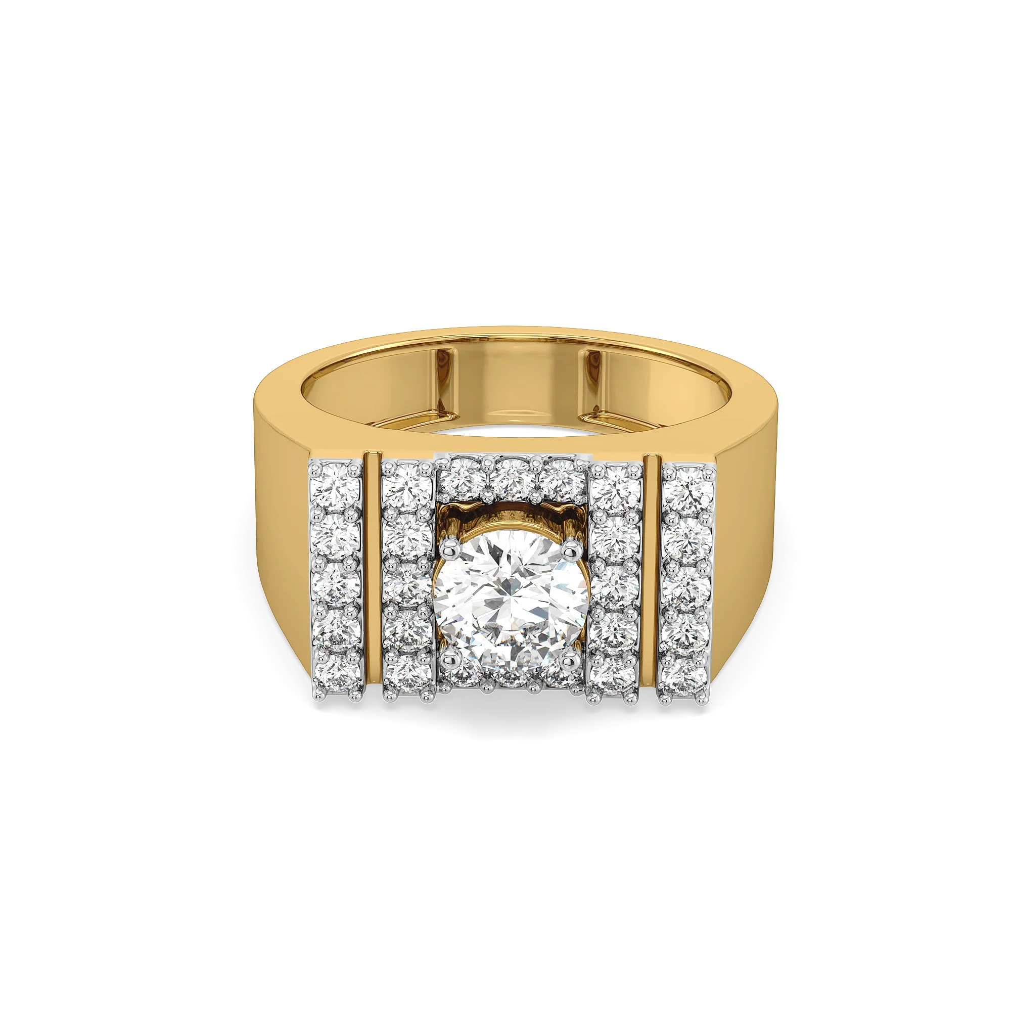 Square Radiance – Pure Gold Lab-Grown Diamond Men's Ring