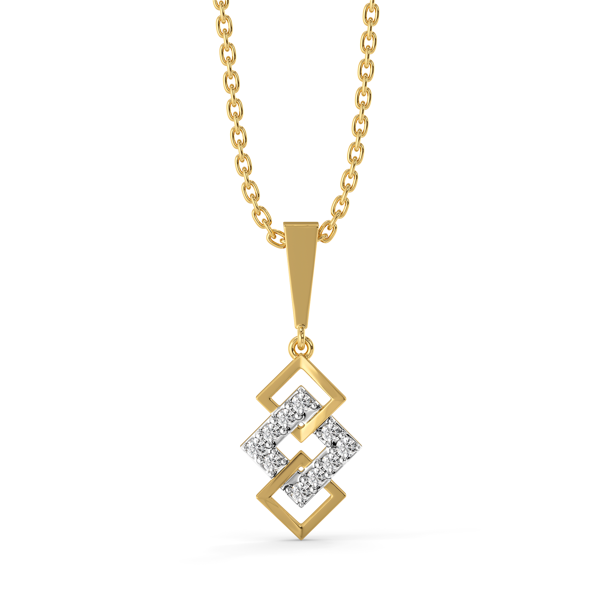 Mini Squares - Pure Gold Lab Diamond Pendant