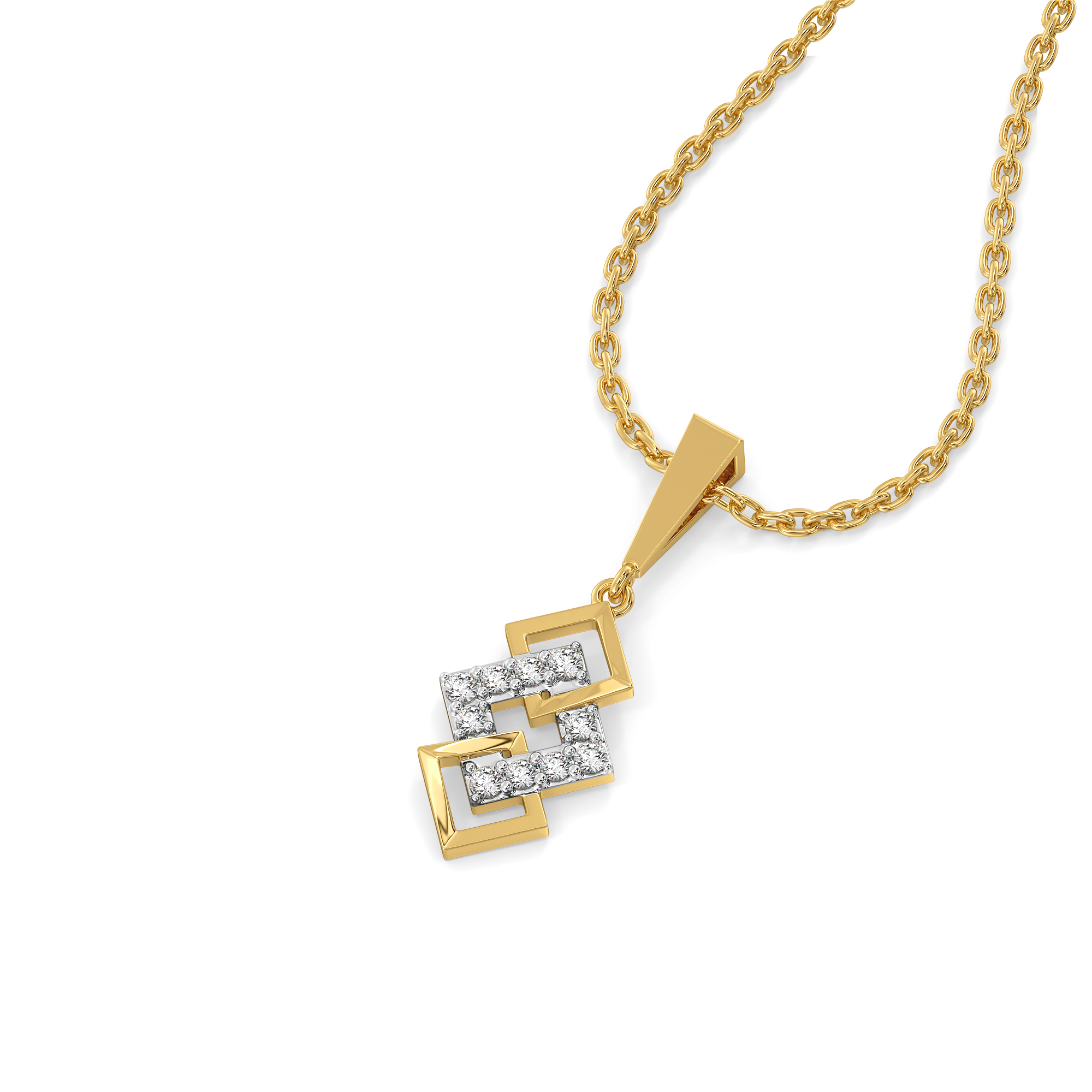 Mini Squares - Pure Gold Lab Diamond Pendant Main image
