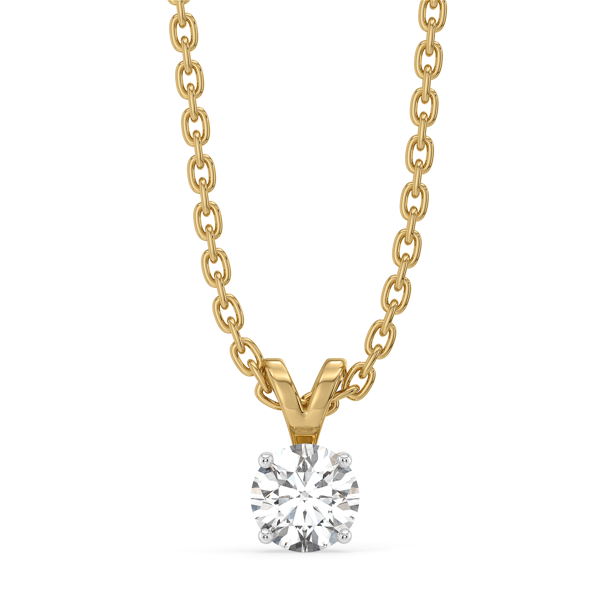 Soft Ray Solitaire - Pure Gold Lab Diamond Pendant