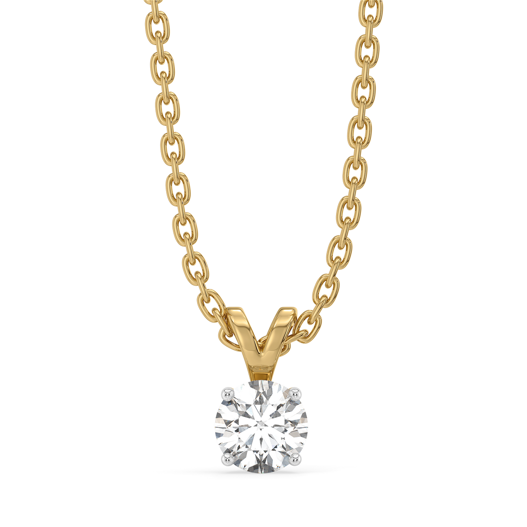 Soft Ray Solitaire - Pure Gold Lab Diamond Pendant