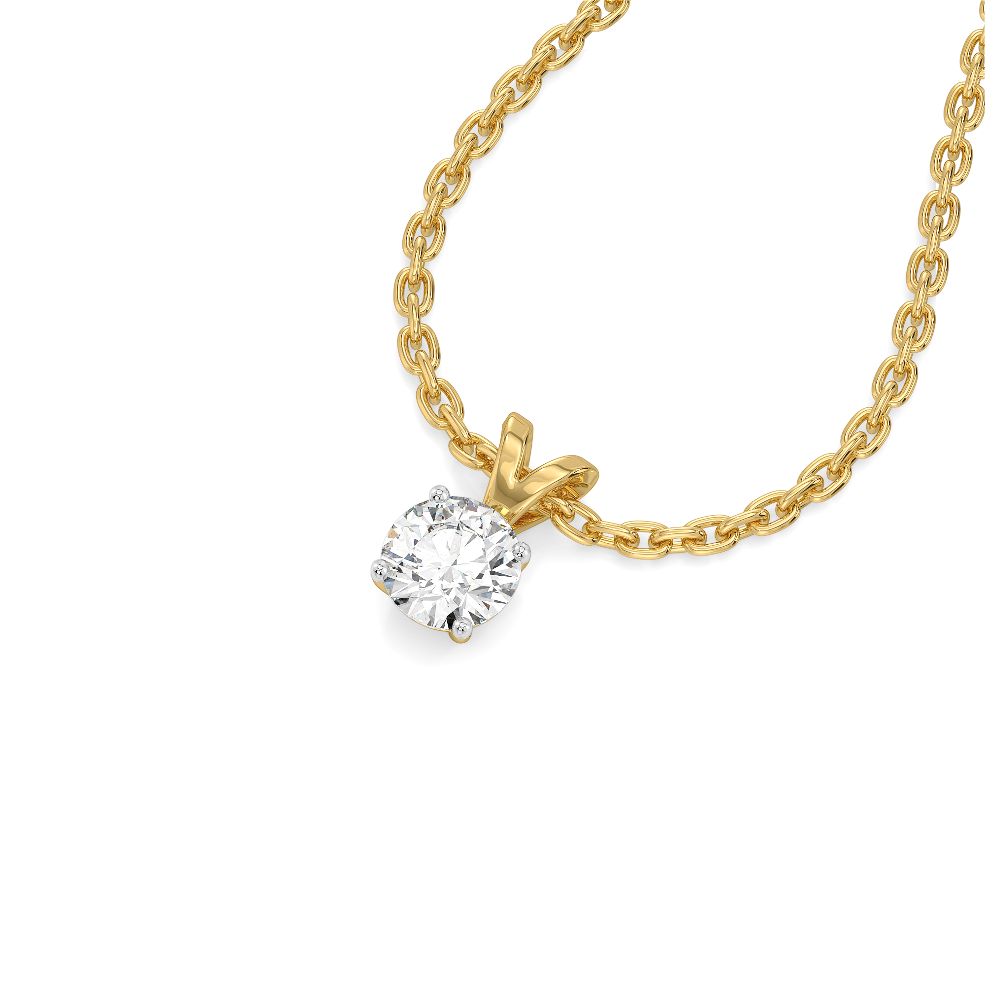 Soft Ray Solitaire - Pure Gold Lab Diamond Pendant