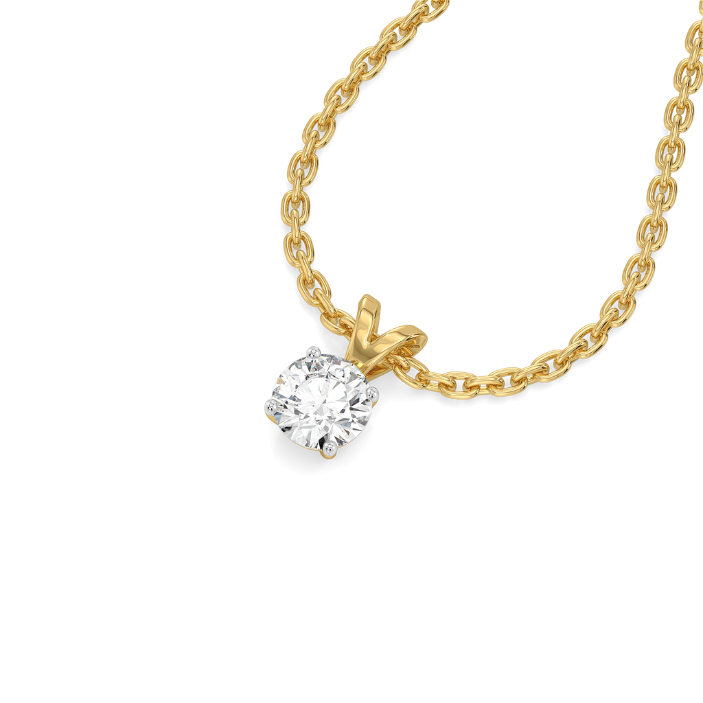 Soft Ray Solitaire - Pure Gold Lab Diamond Pendant