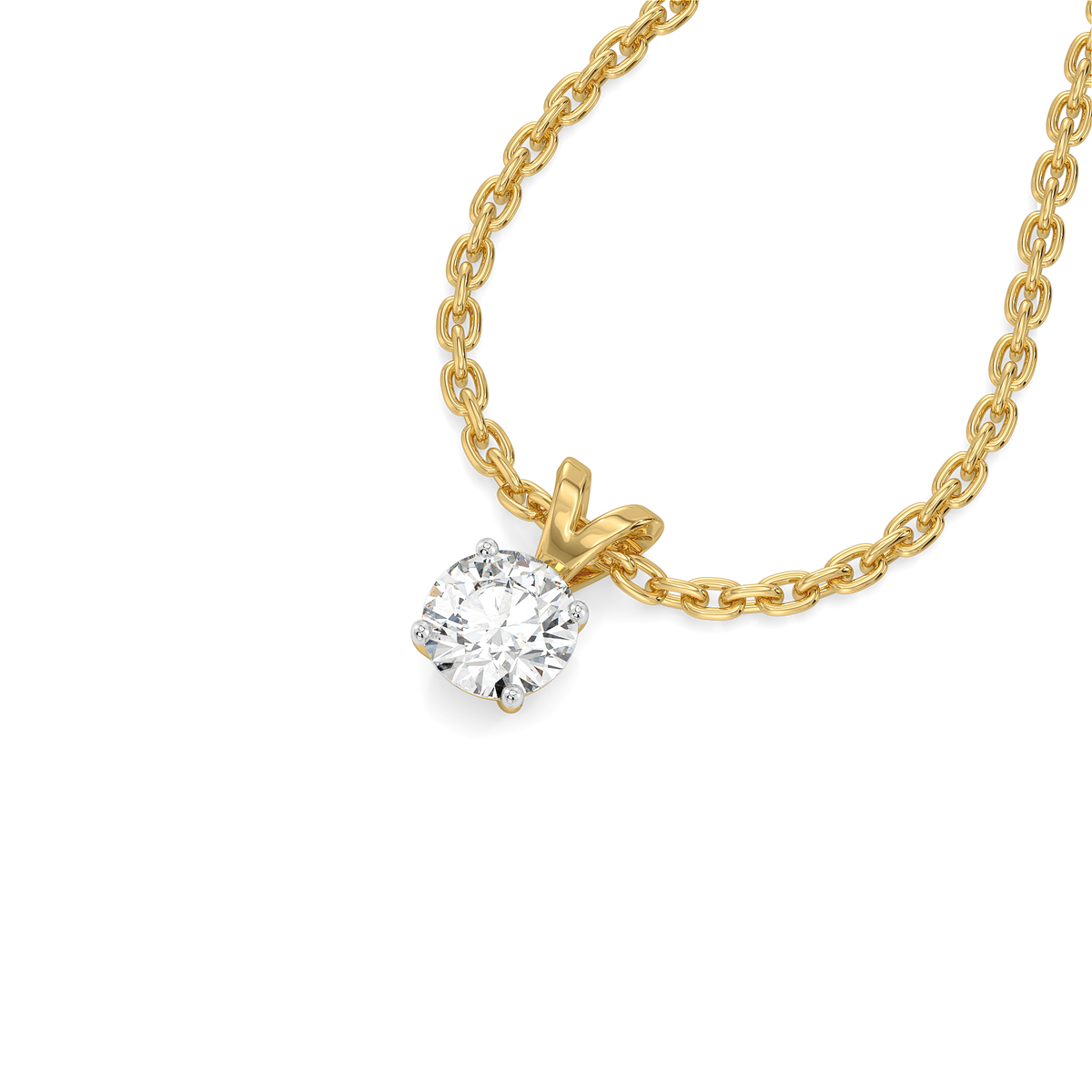 Soft Ray Solitaire - Pure Gold Lab Diamond Pendant