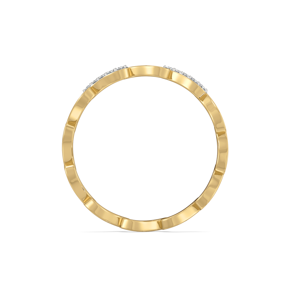 Wave Curve - Pure Gold Lab Diamond Band Ring