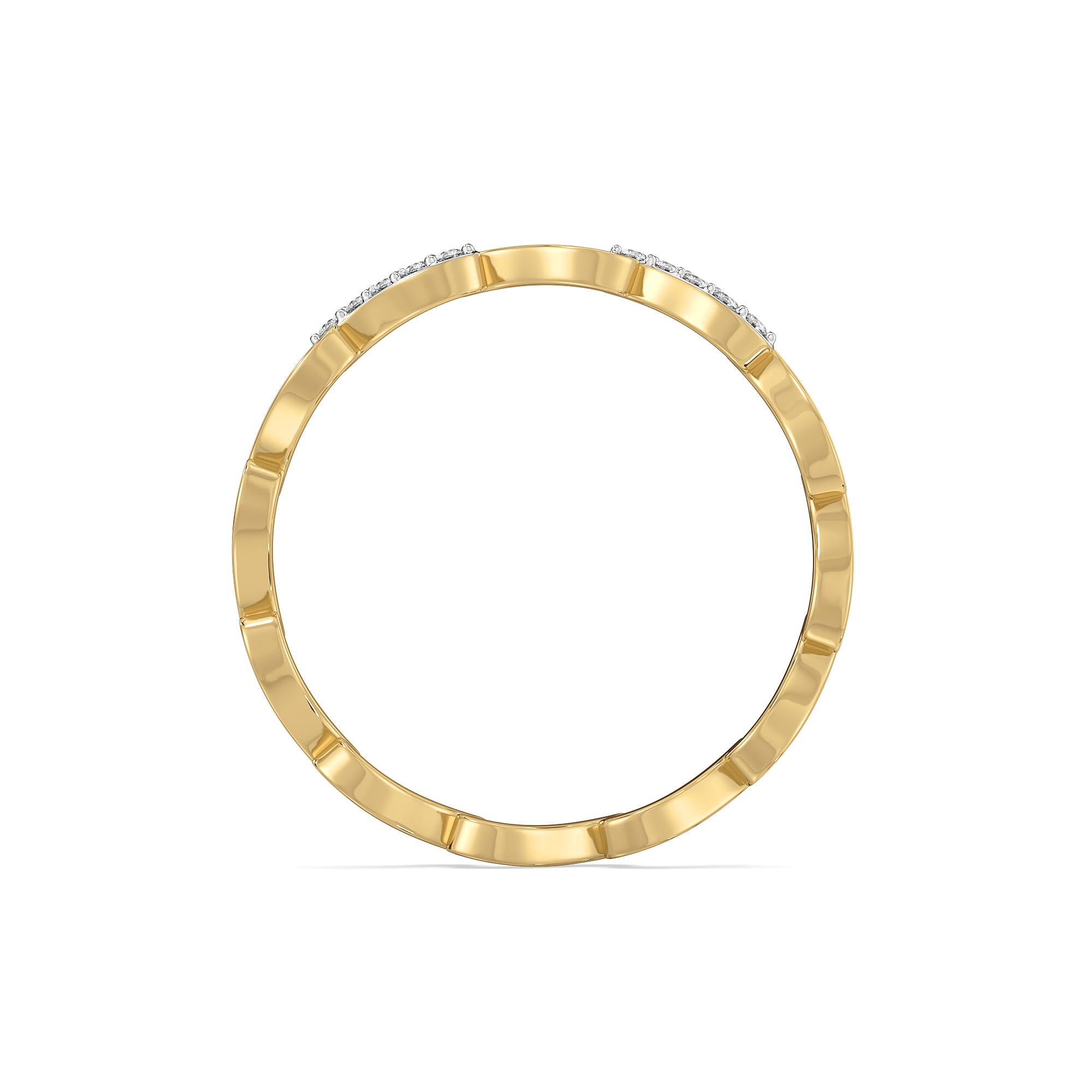 Wave Curve - Pure Gold Lab Diamond Band Ring