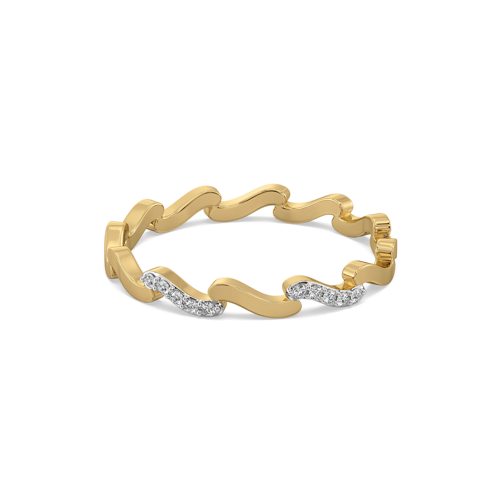 Wave Curve - Pure Gold Lab Diamond Band Ring