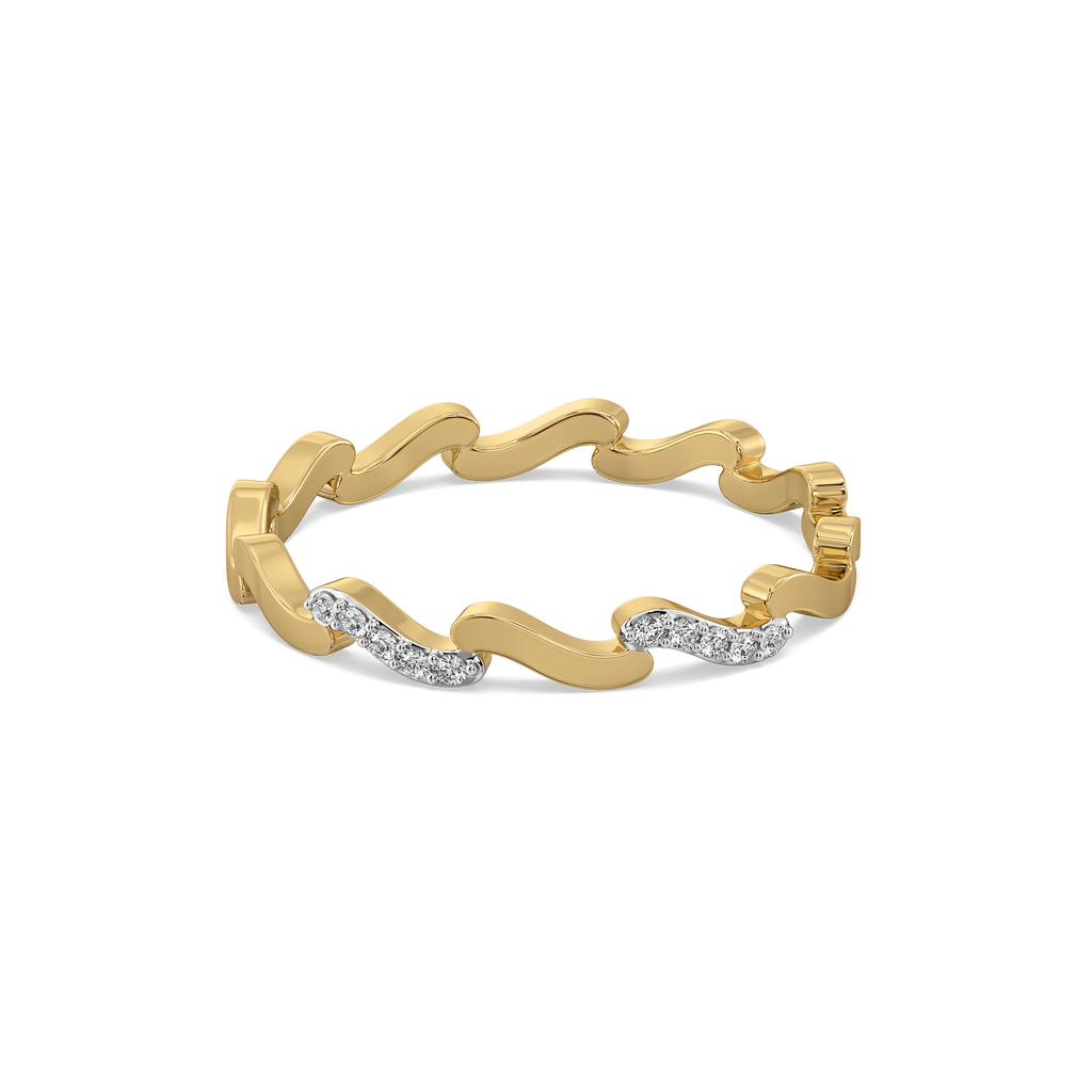 Wave Curve - Pure Gold Lab Diamond Band Ring