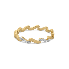 Wave Curve - Pure Gold Lab Diamond Band Ring