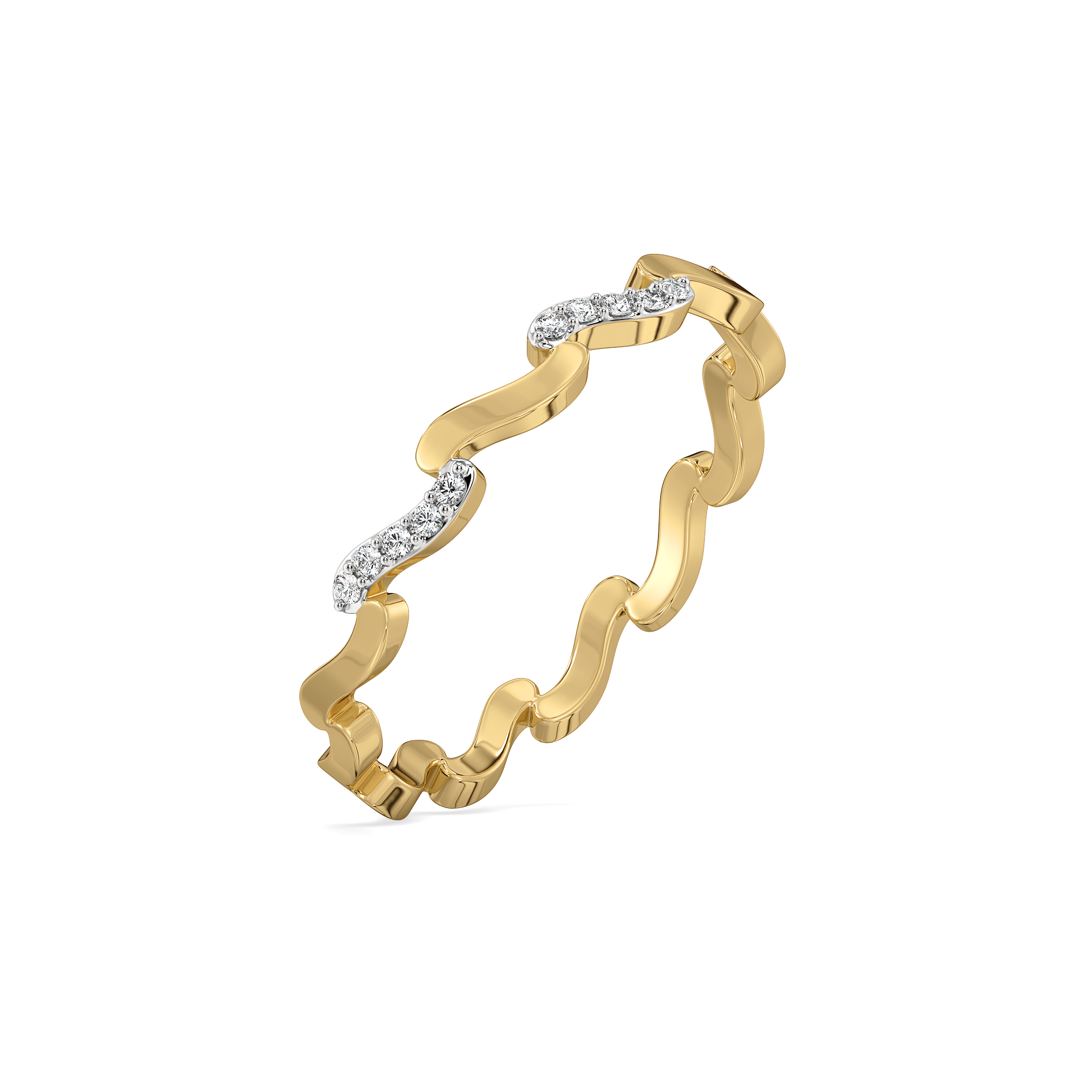 Wave Curve - Pure Gold Lab Diamond Band Ring Main image
