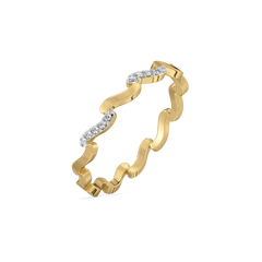 Wave Curve - Pure Gold Lab Diamond Band Ring