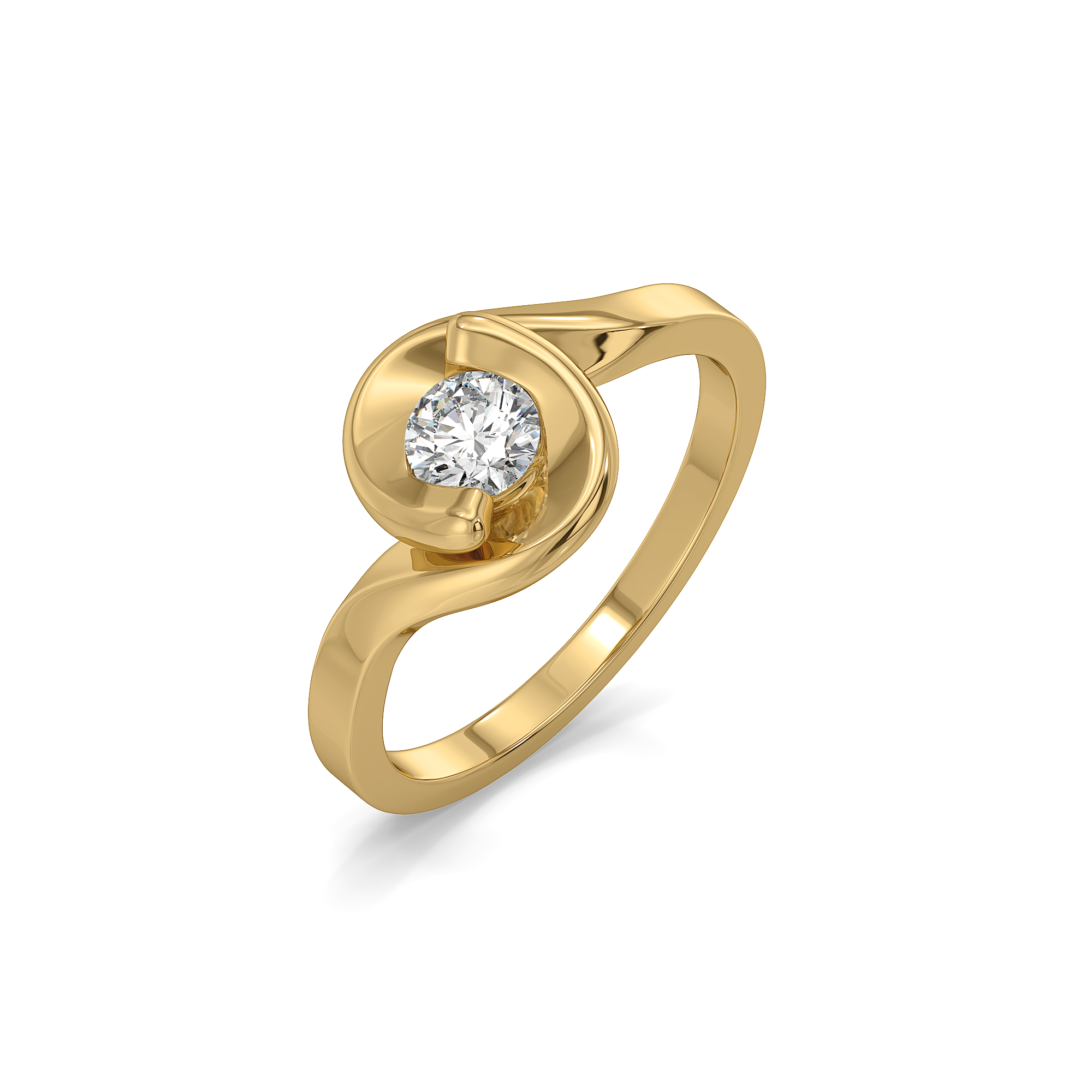Soft Ray Solitaire - Pure Gold Lab Diamond Ring Main image
