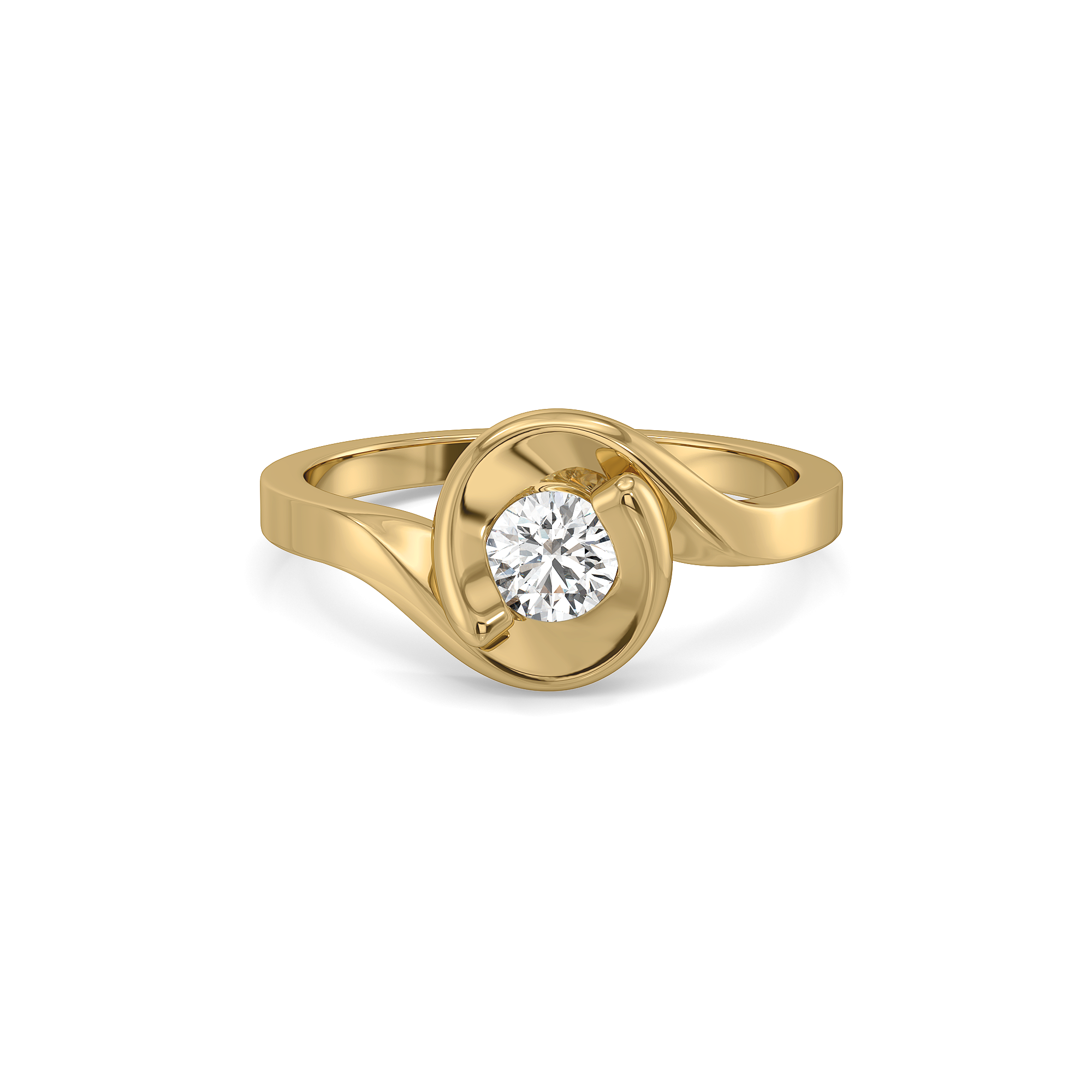 Soft Ray Solitaire - Pure Gold Lab Diamond Ring Secondary image