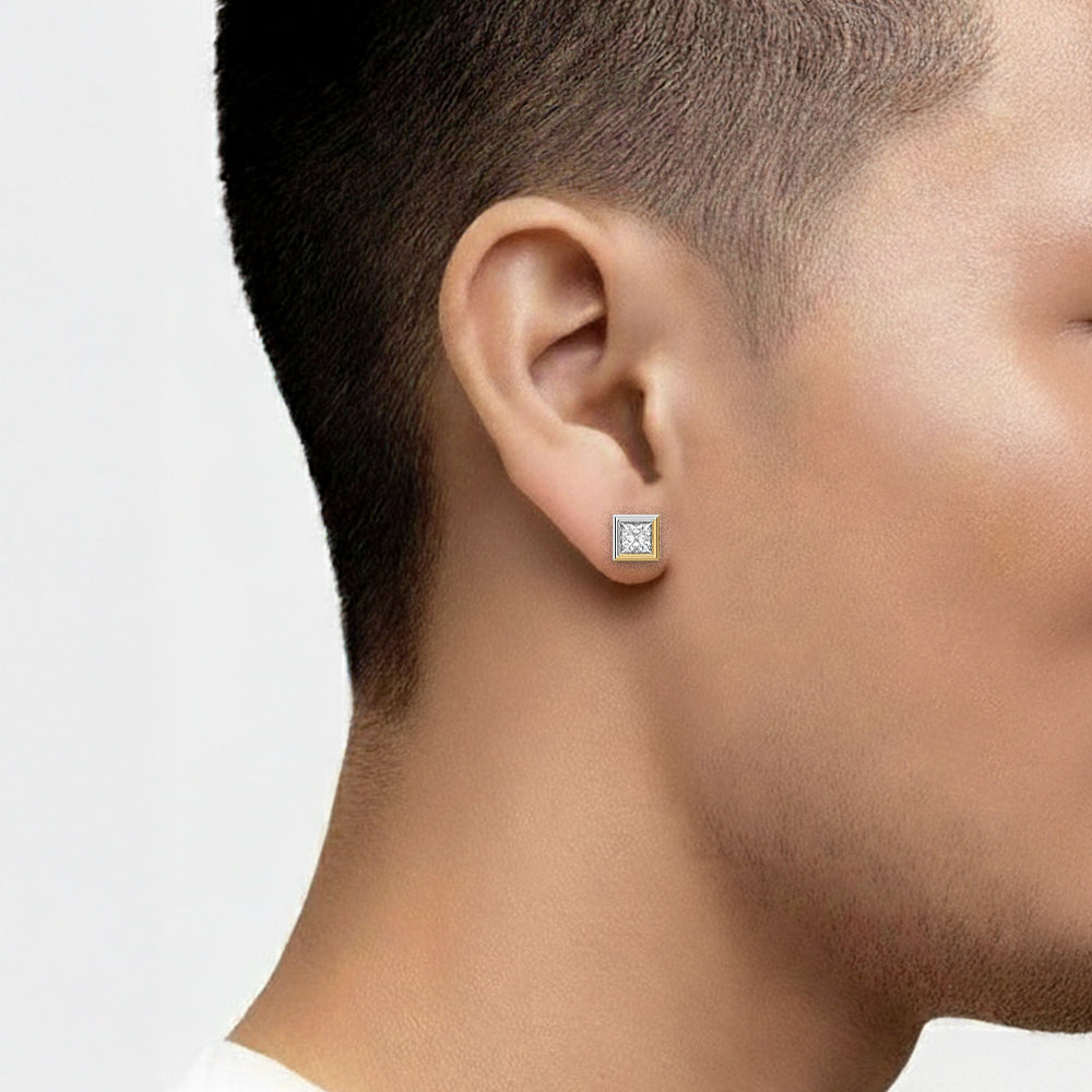 Cross Axis - Lab Diamond Men's Stud Earrings Secondary image