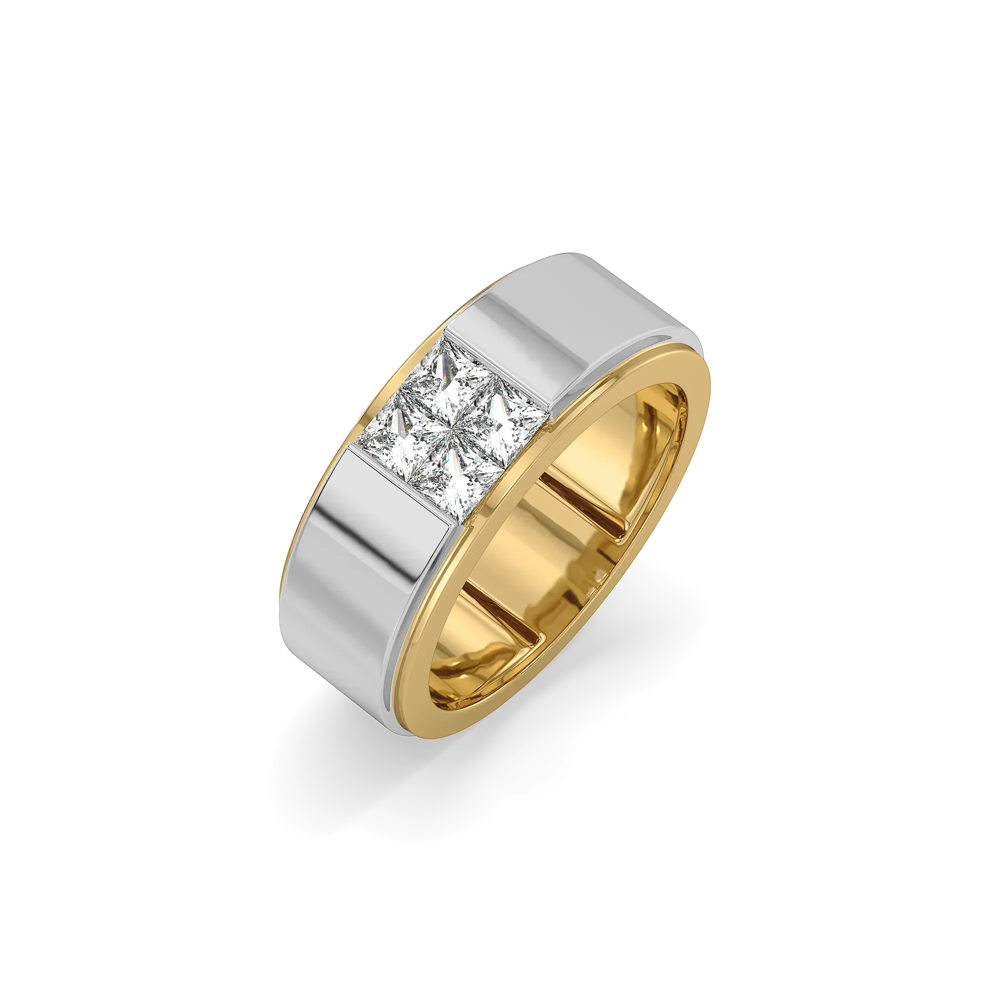 Square Crest - Lab Diamond Men's Ring