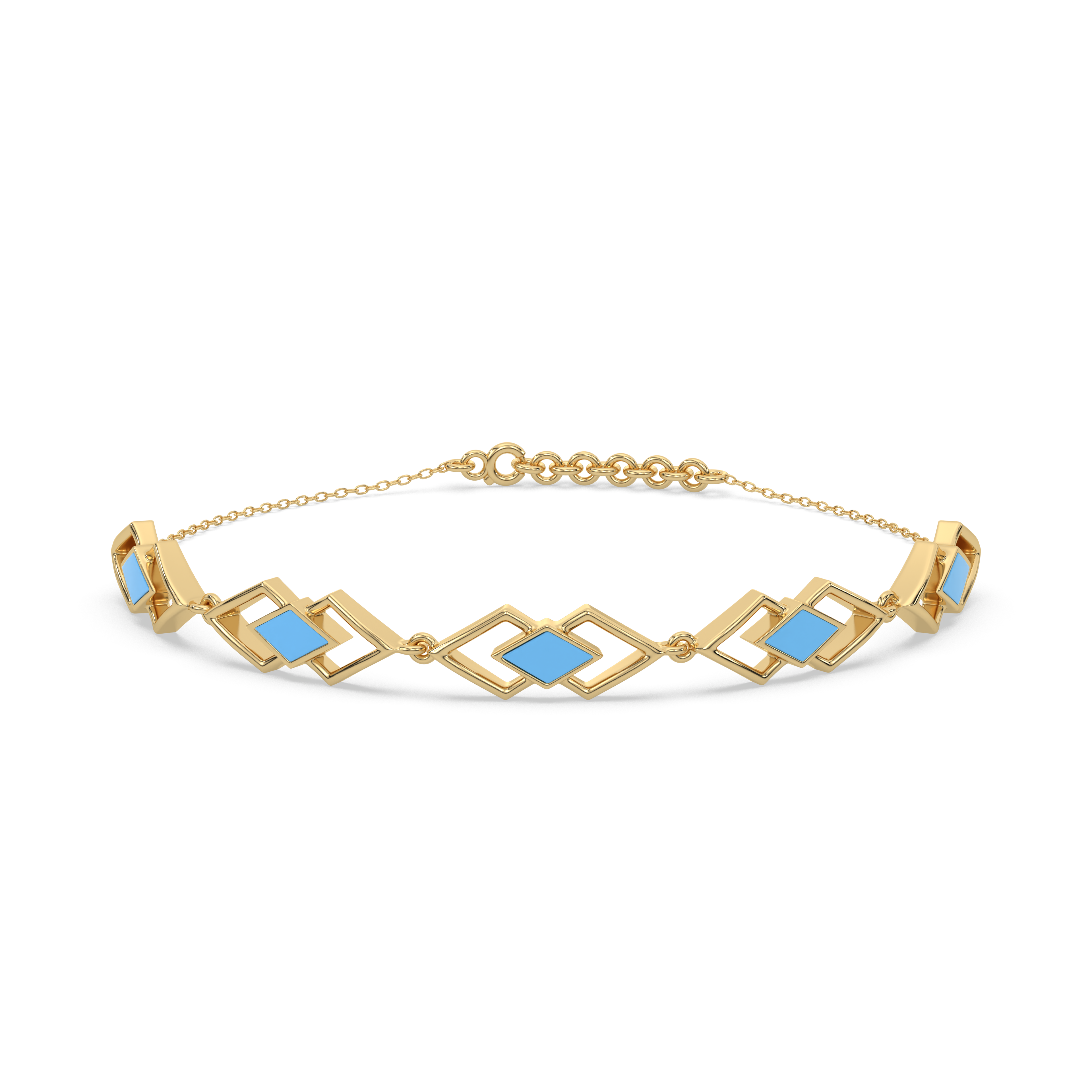 Icy Blue Enamel Geometric - 18kt Gold Vermeil Bracelet Secondary image