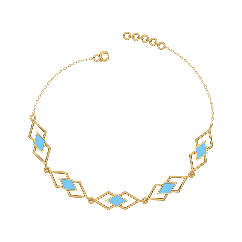 Icy Blue Enamel Geometric - 18kt Gold Vermeil Bracelet