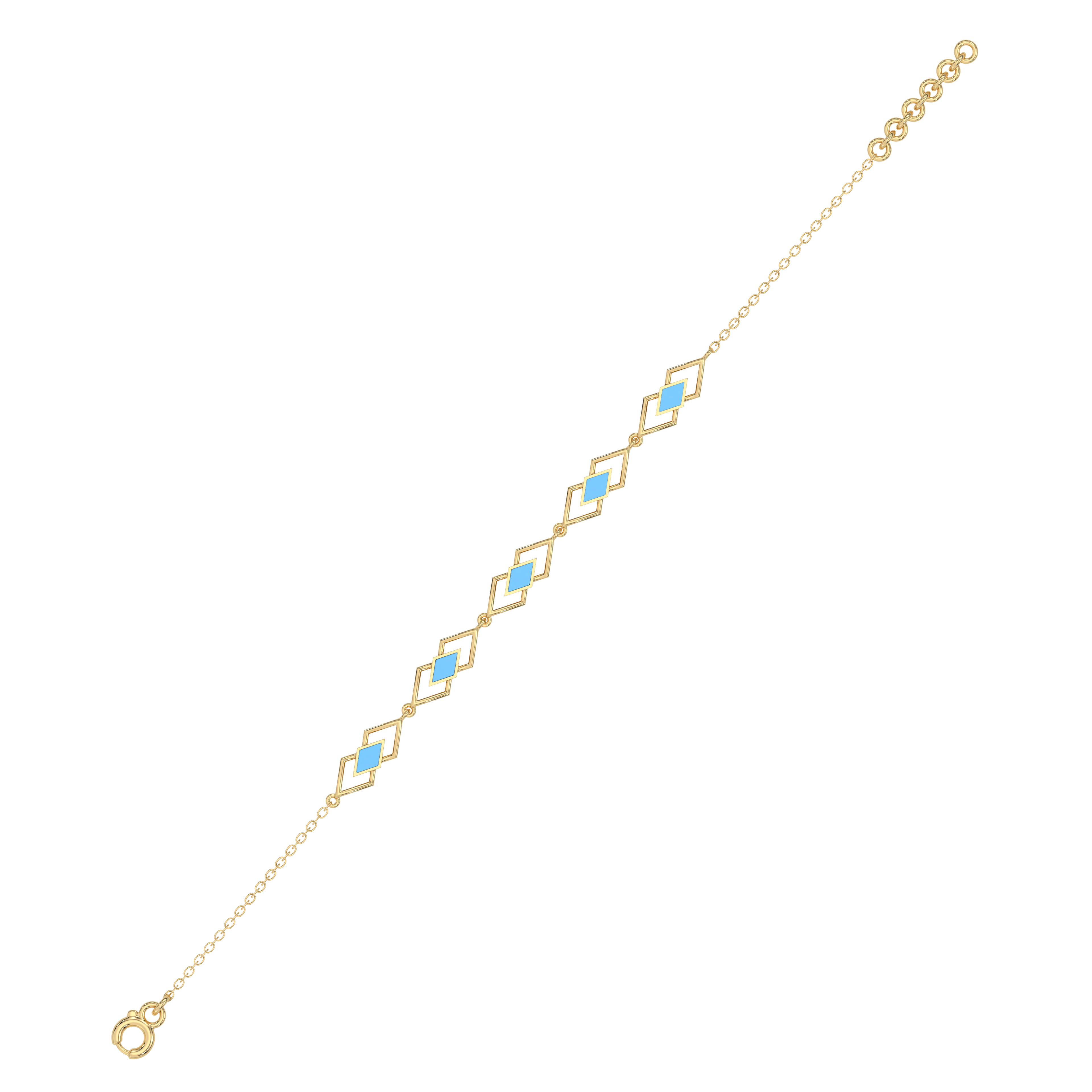 Icy Blue Enamel Geometric - 18kt Gold Vermeil Bracelet