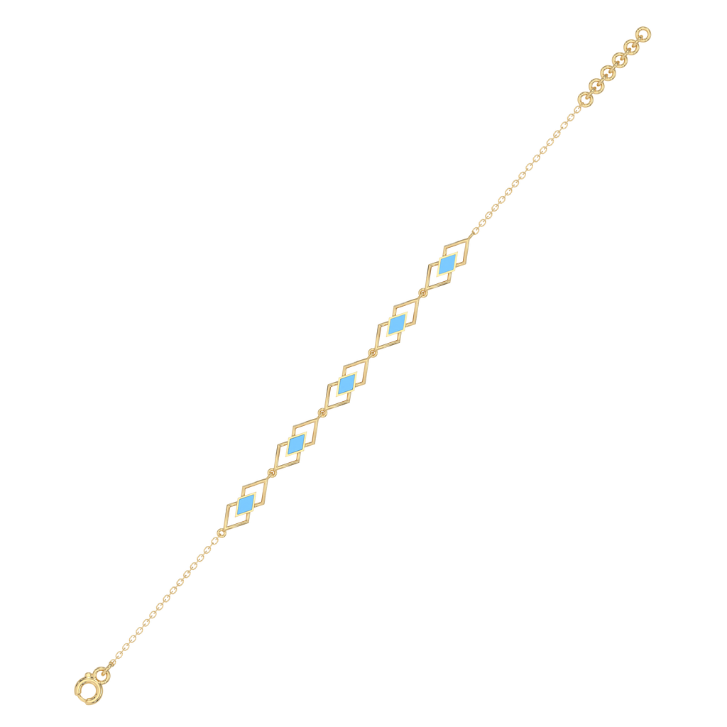Icy Blue Enamel Geometric - 18kt Gold Vermeil Bracelet