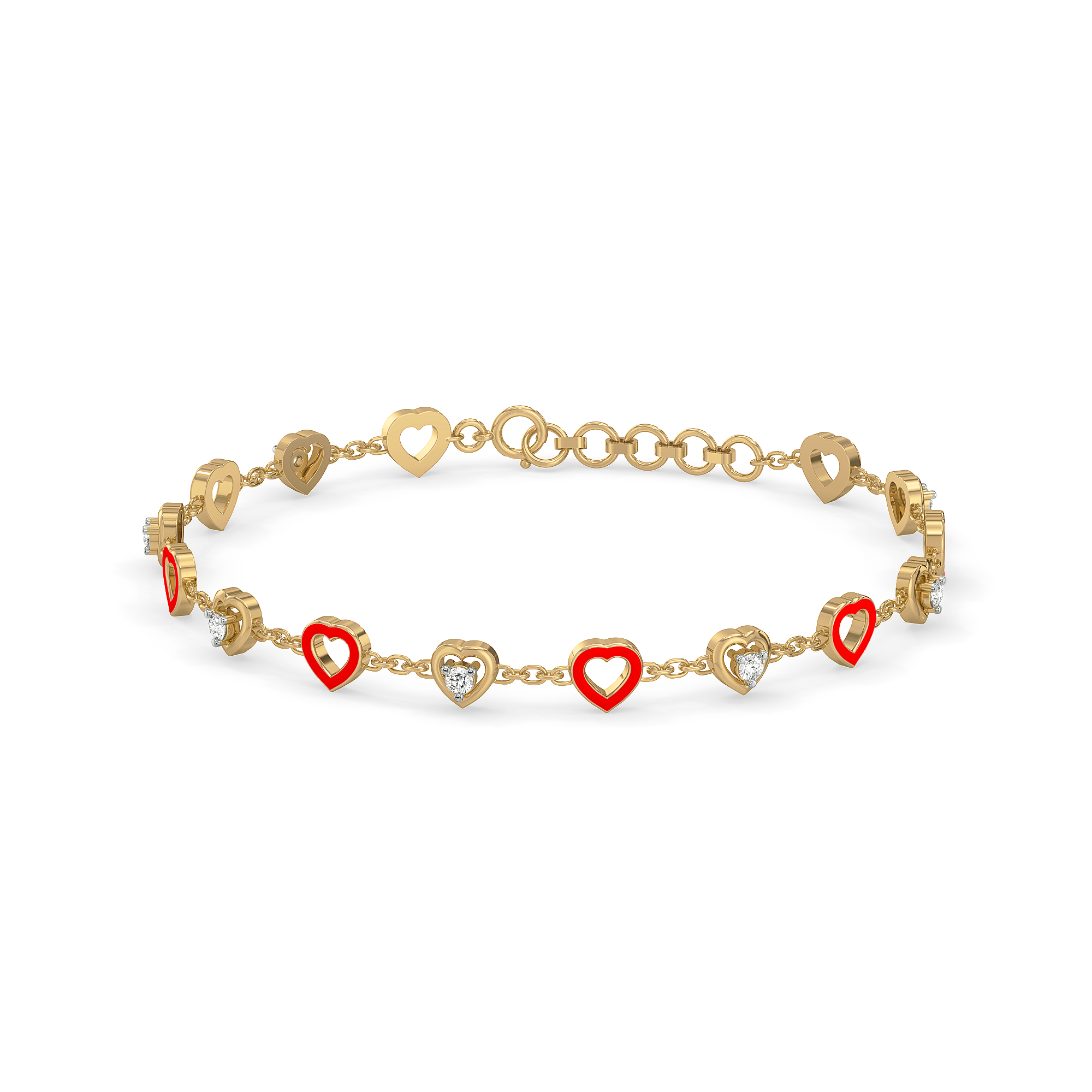 Red Heart - Lab Diamond Station Bracelet