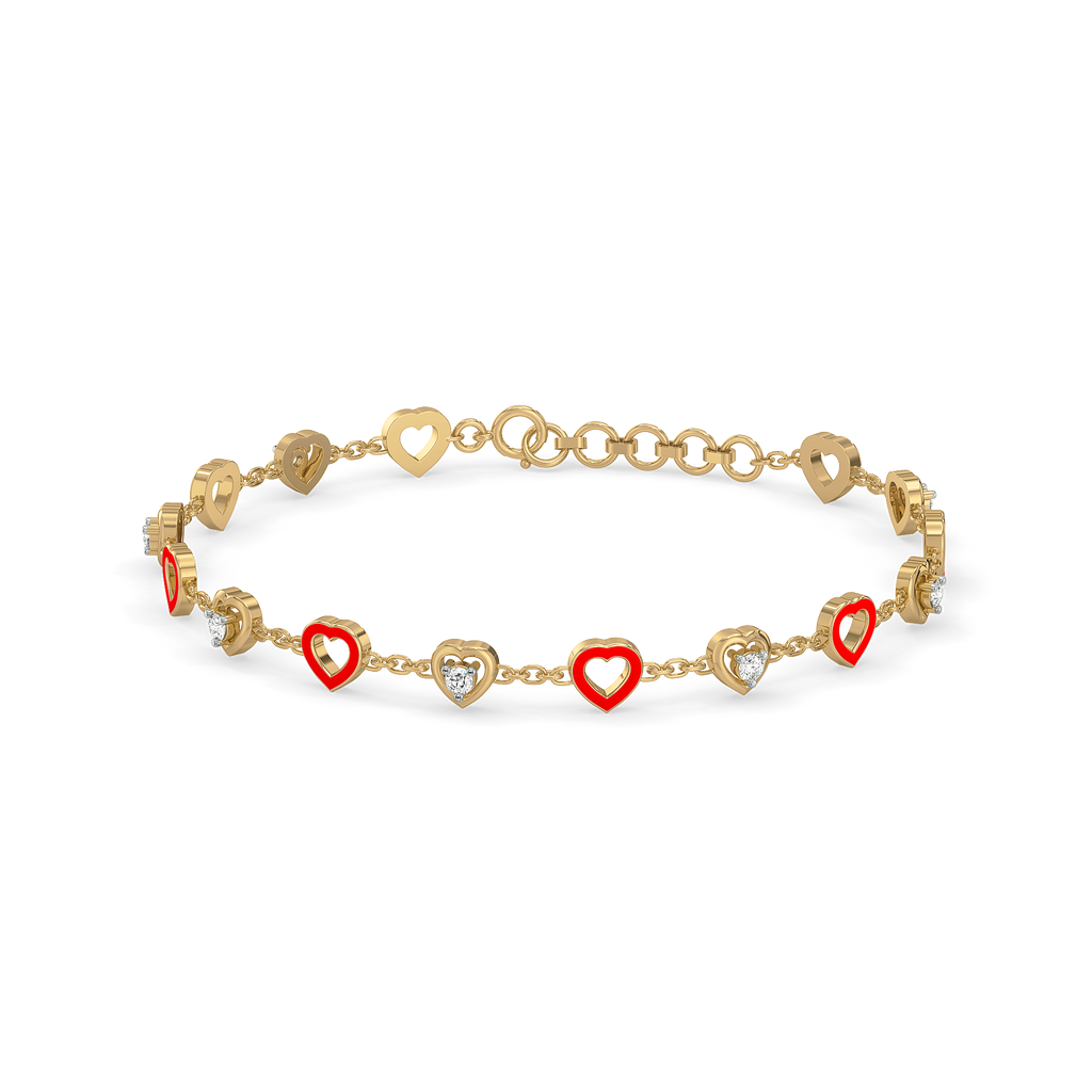 Red Heart - Lab Diamond Station Bracelet