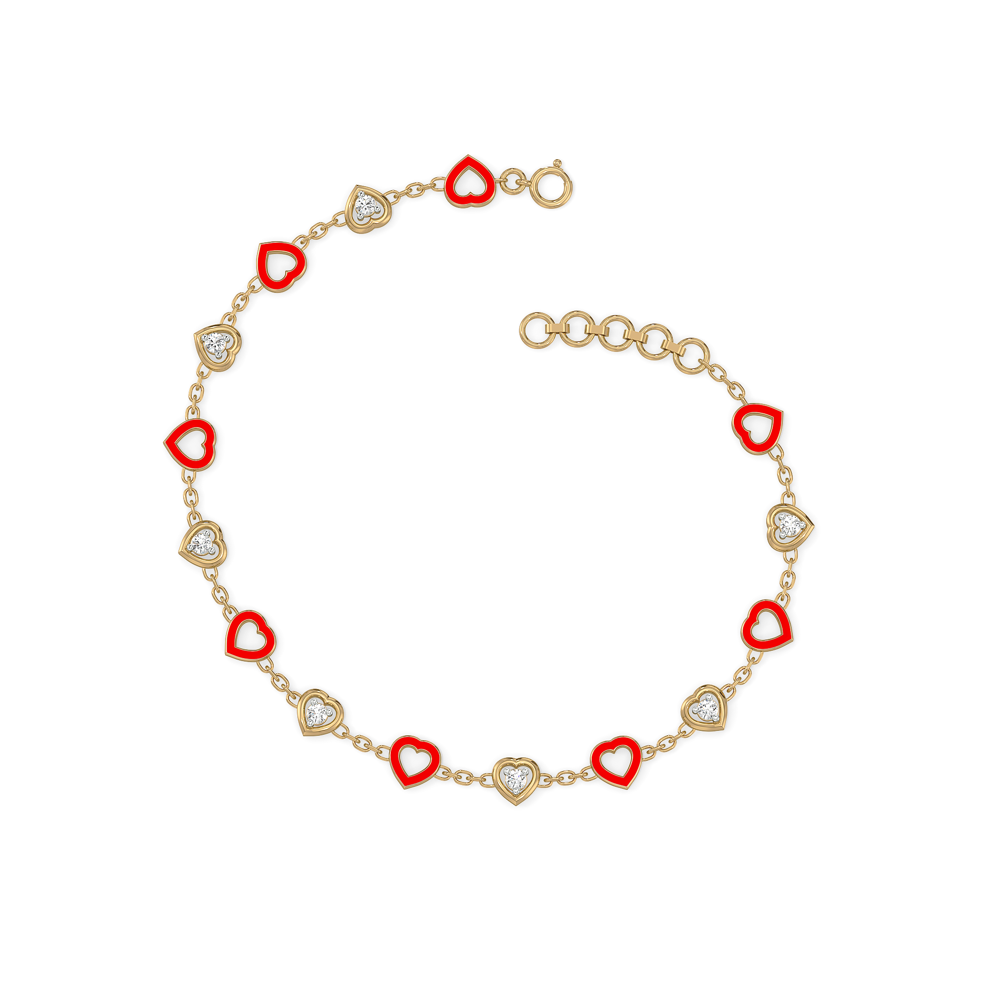 Red Heart - Lab Diamond Station Bracelet