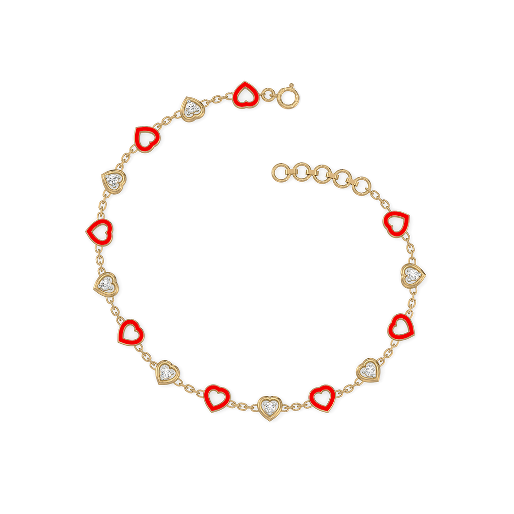 Red Heart - Lab Diamond Station Bracelet