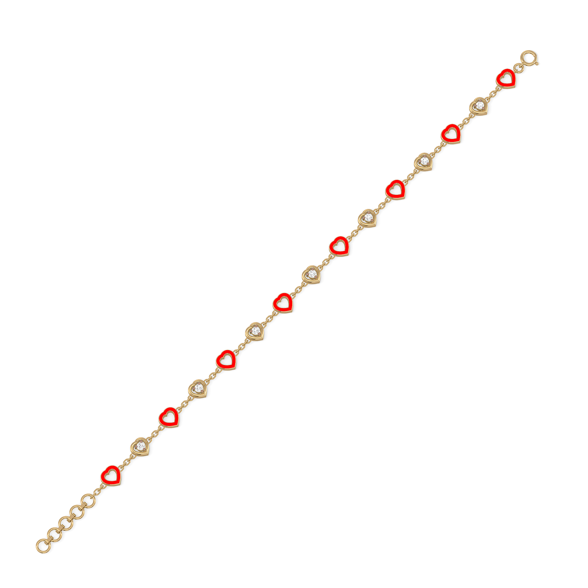 Red Heart - Lab Diamond Station Bracelet