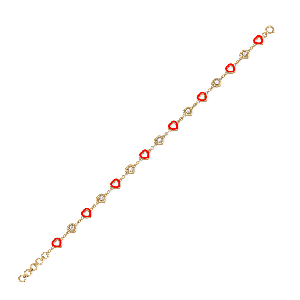 Red Heart - Lab Diamond Station Bracelet