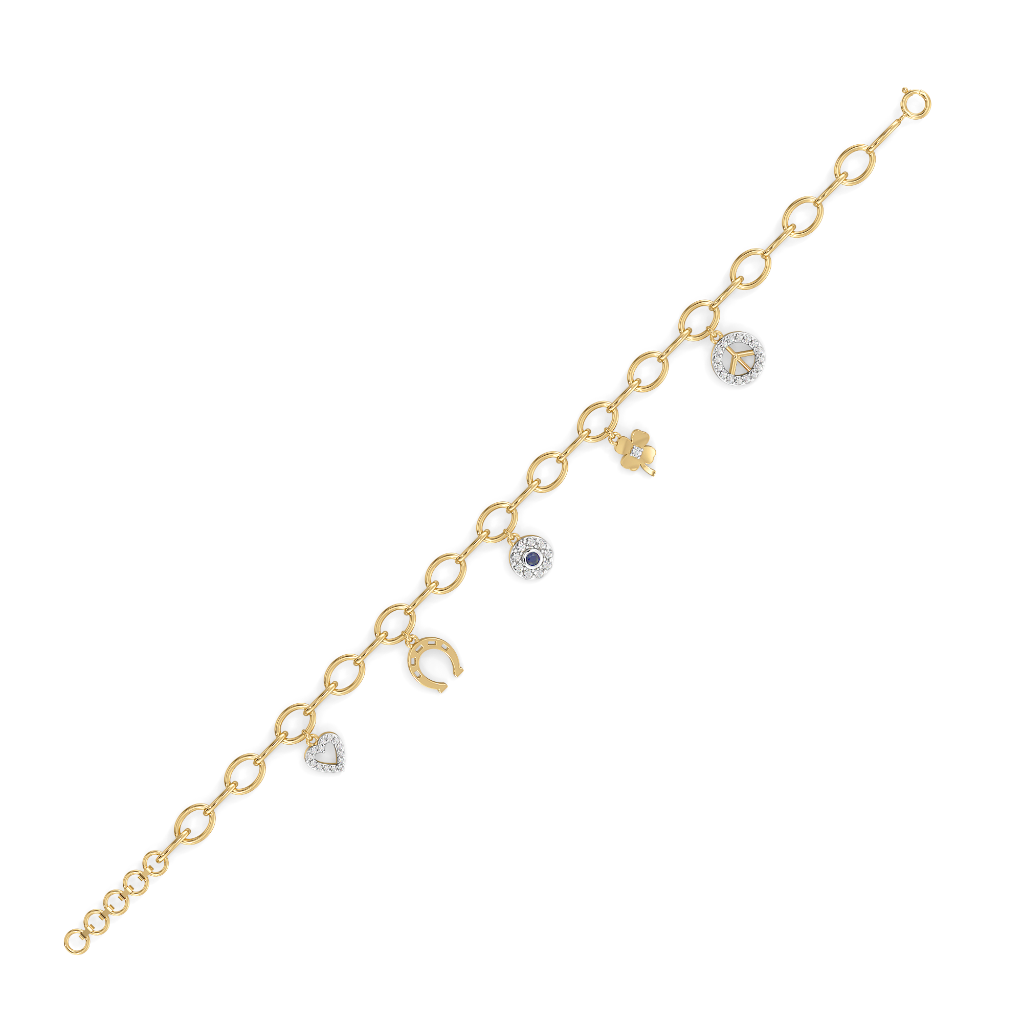 Evil Eye - Lab Diamond Charm Bracelet