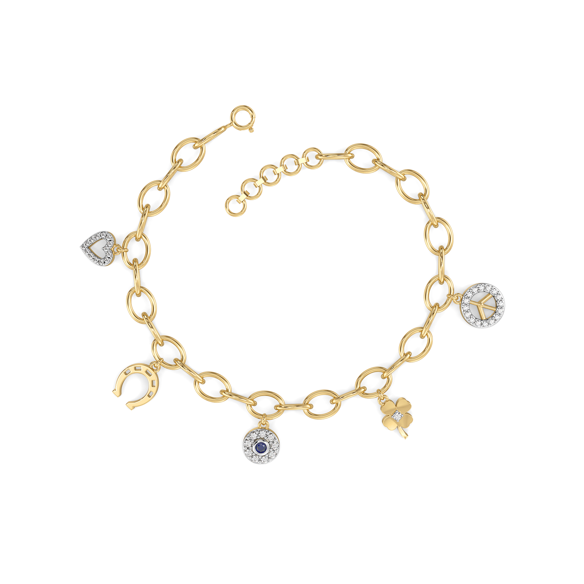 Evil Eye - Lab Diamond Charm Bracelet