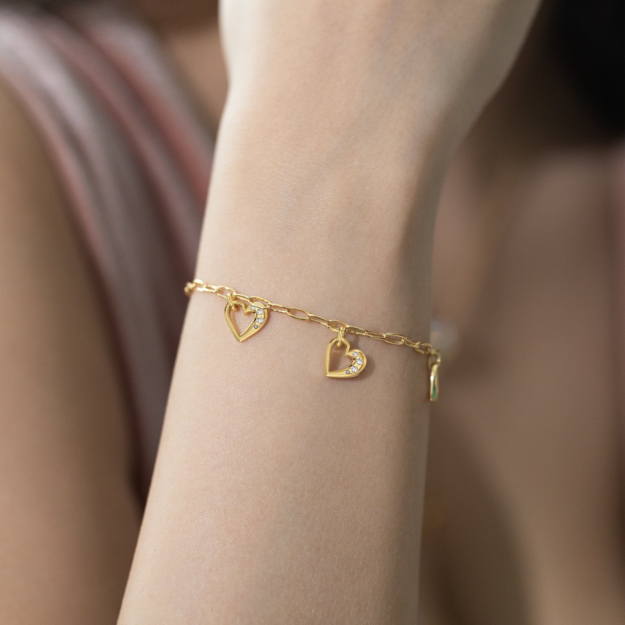 Hearts Unfold - Lab Diamond Charm Bracelet Secondary image