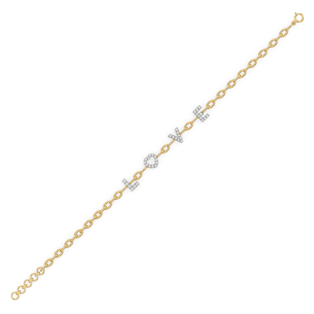 Endless Love Letter - Lab Diamond Charm Bracelet