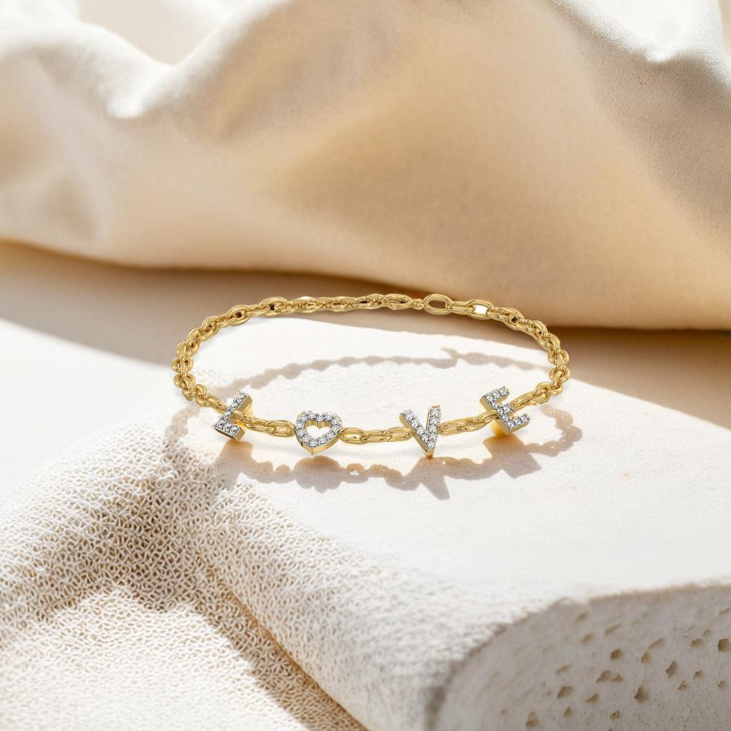 Endless Love Letter - Lab Diamond Charm Bracelet