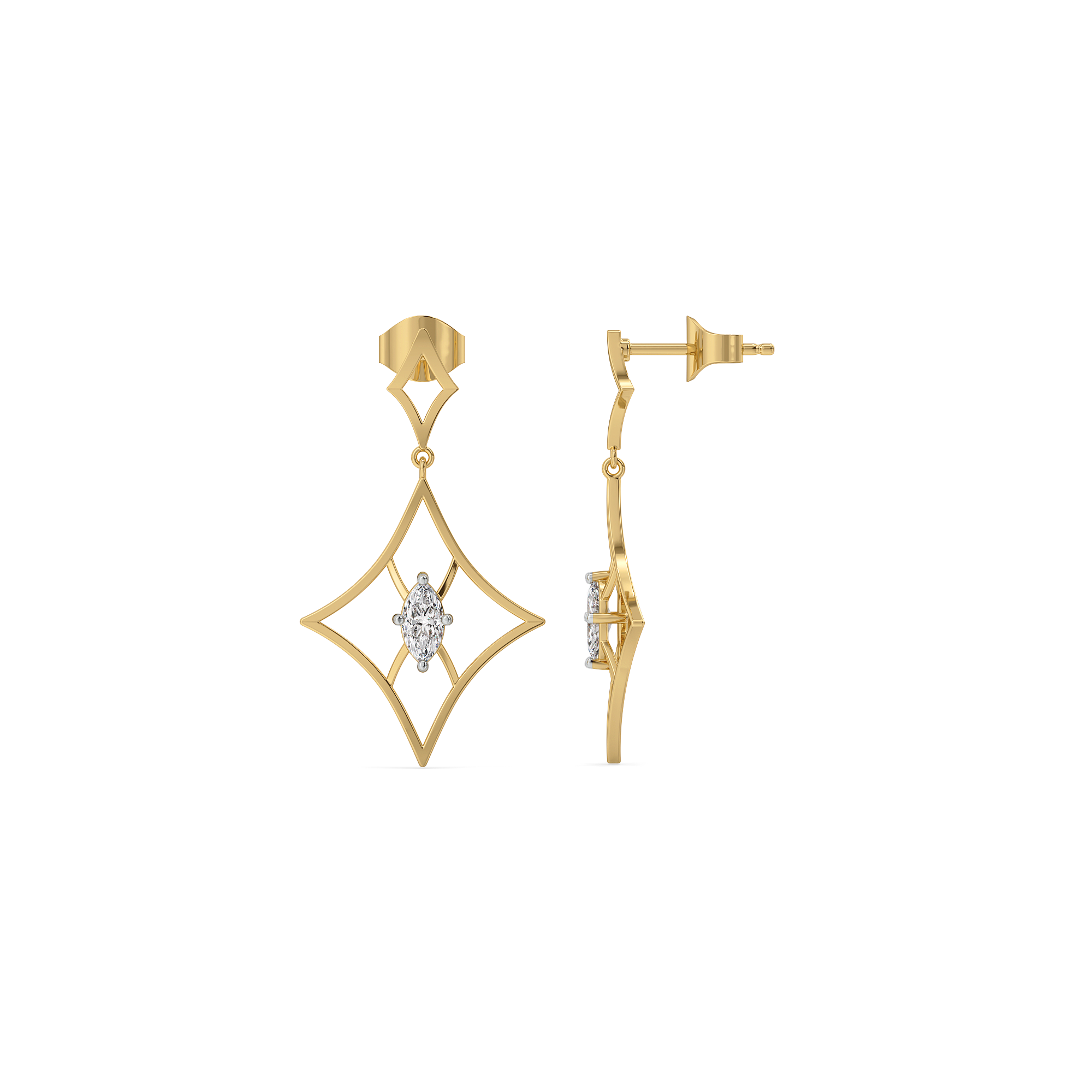 Astra Marquise - Pure Gold Lab Diamond Drop Earrings