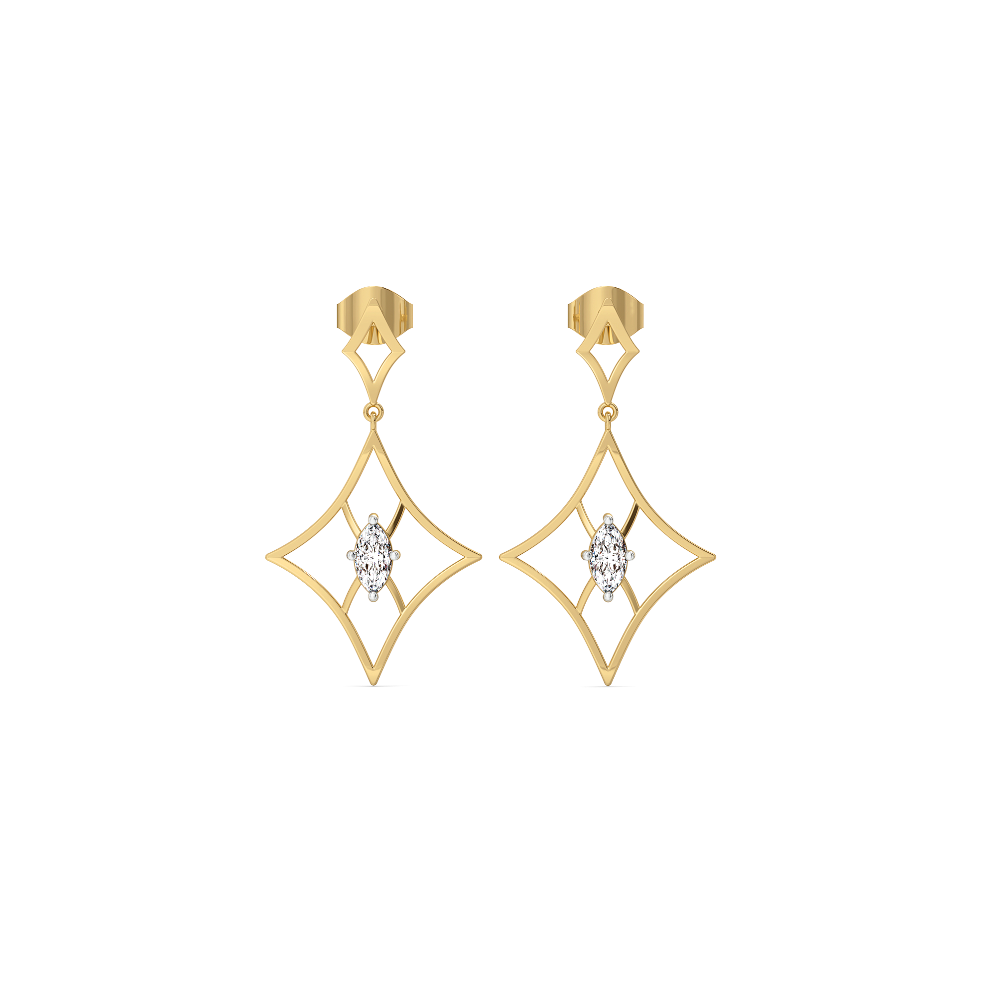 Astra Marquise - Pure Gold Lab Diamond Drop Earrings Secondary image