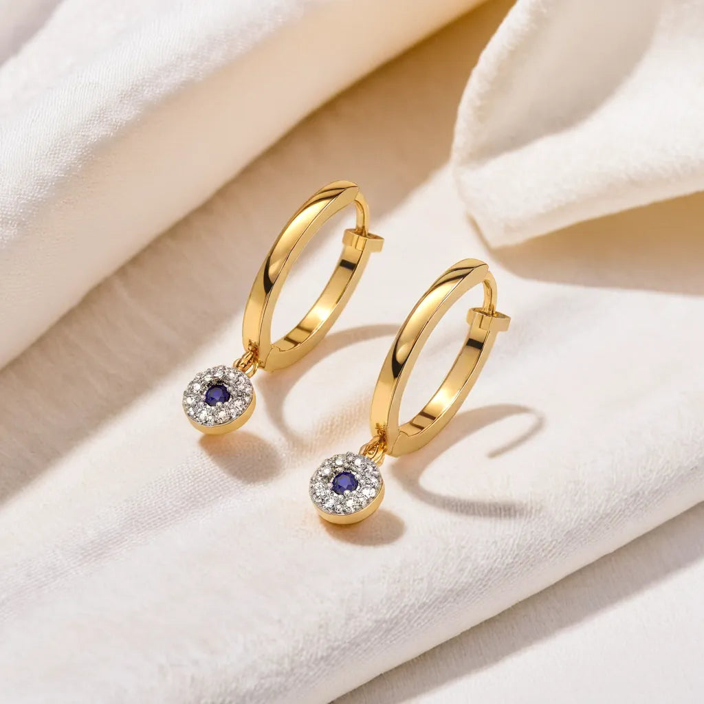 Evil Eye Huggies - Lab Diamond Earrings